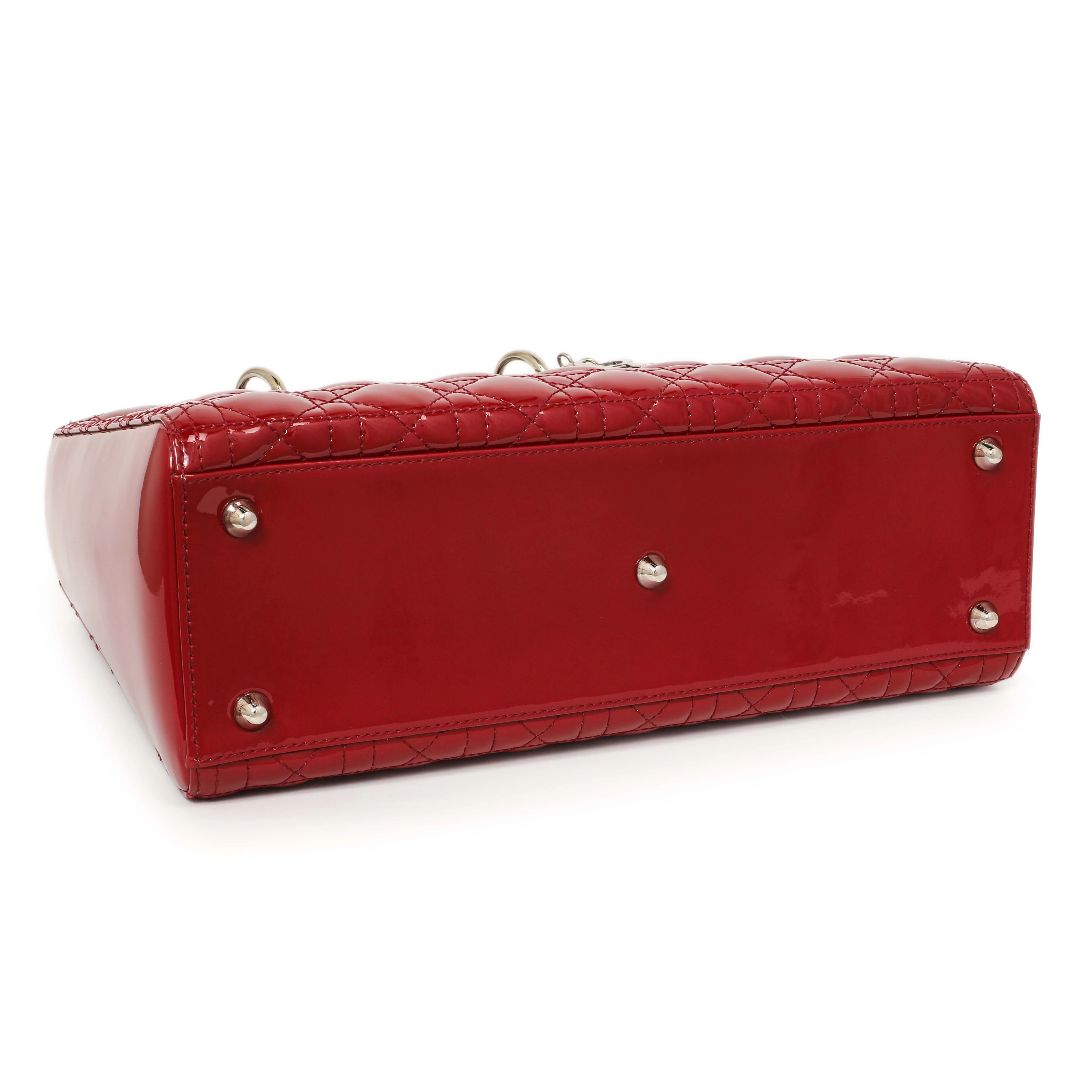 Christian Dior Red Patent Cannage Large Lady Dior - Image 3