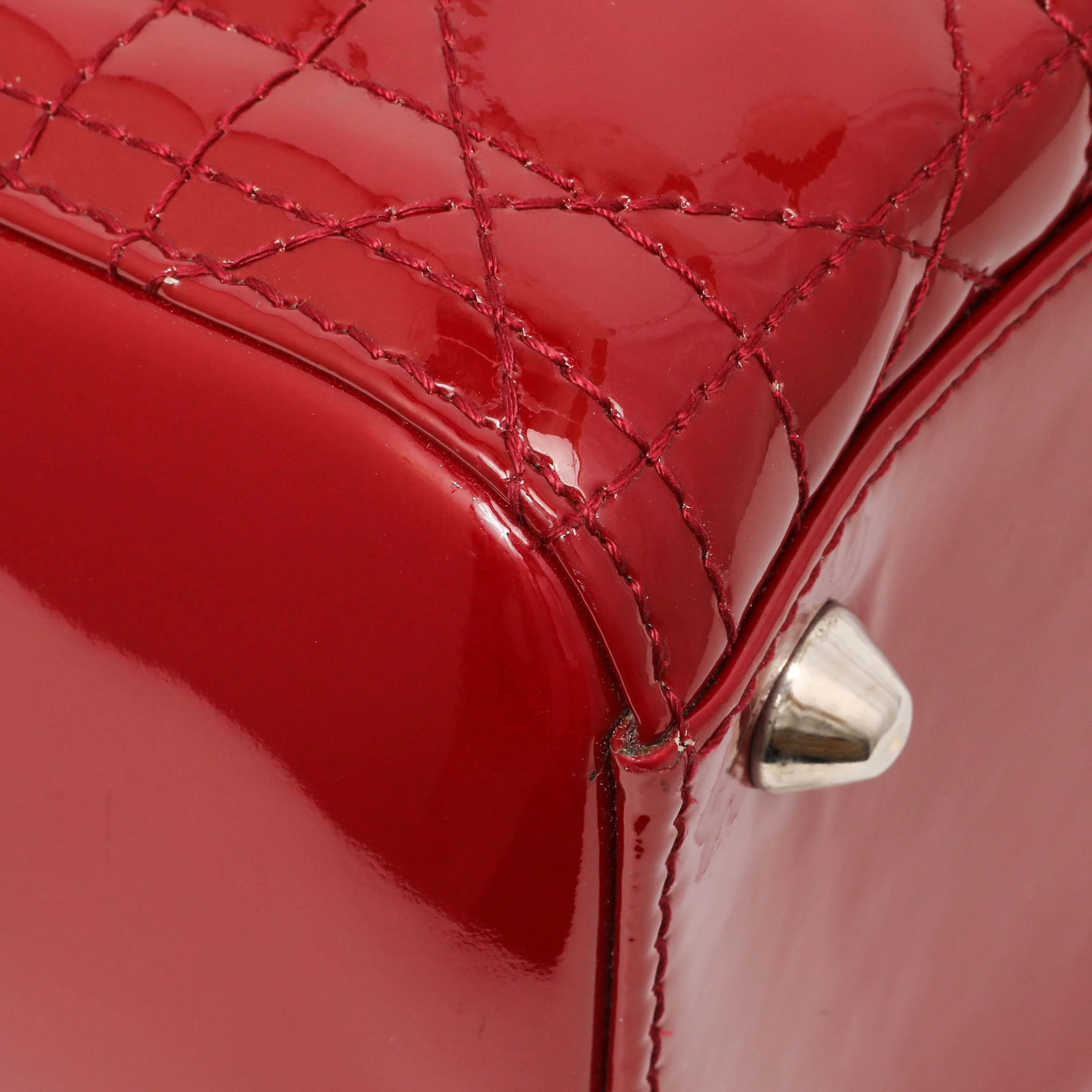 Christian Dior Red Patent Cannage Large Lady Dior - Image 4