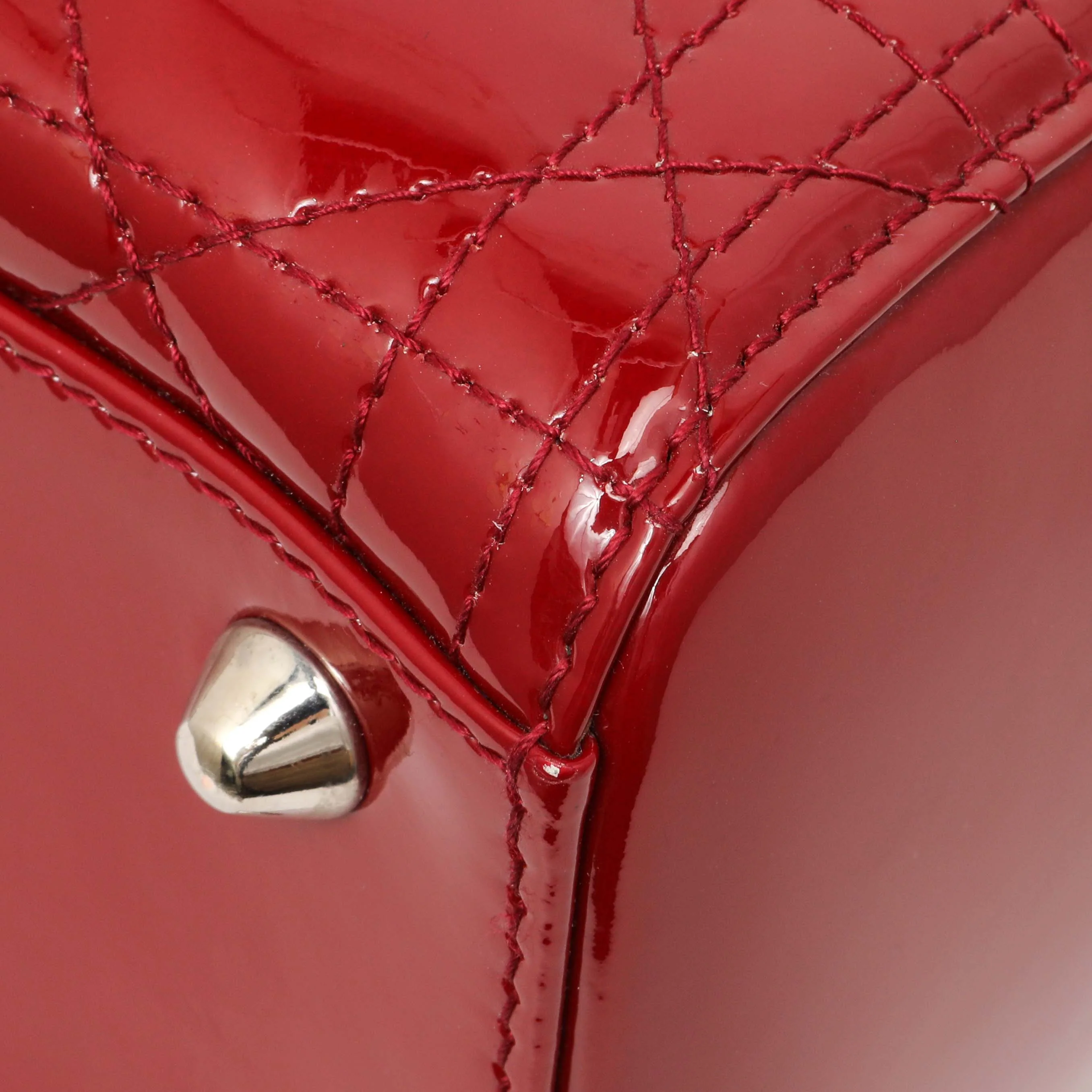 Christian Dior Red Patent Cannage Large Lady Dior - Image 5
