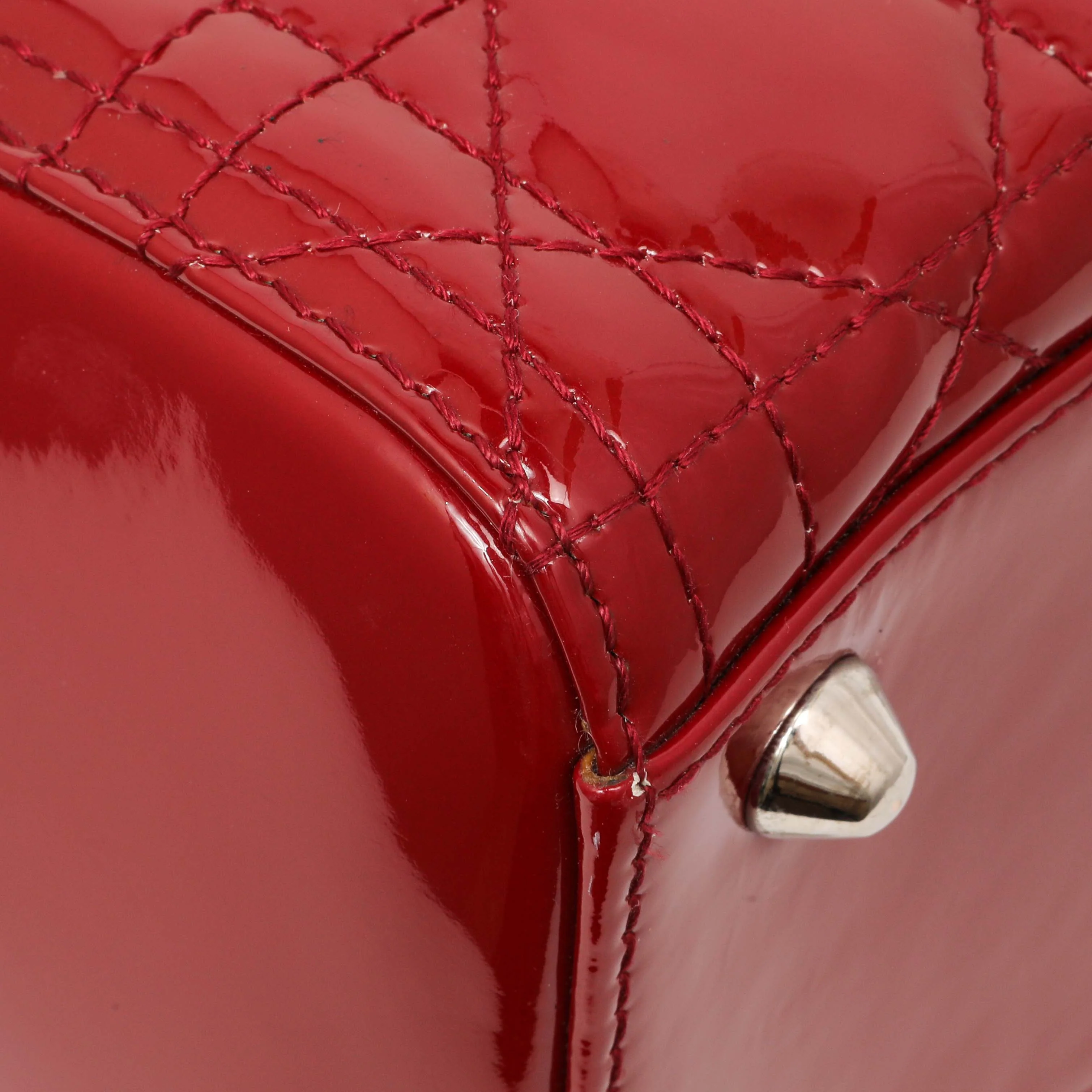 Christian Dior Red Patent Cannage Large Lady Dior - Image 6