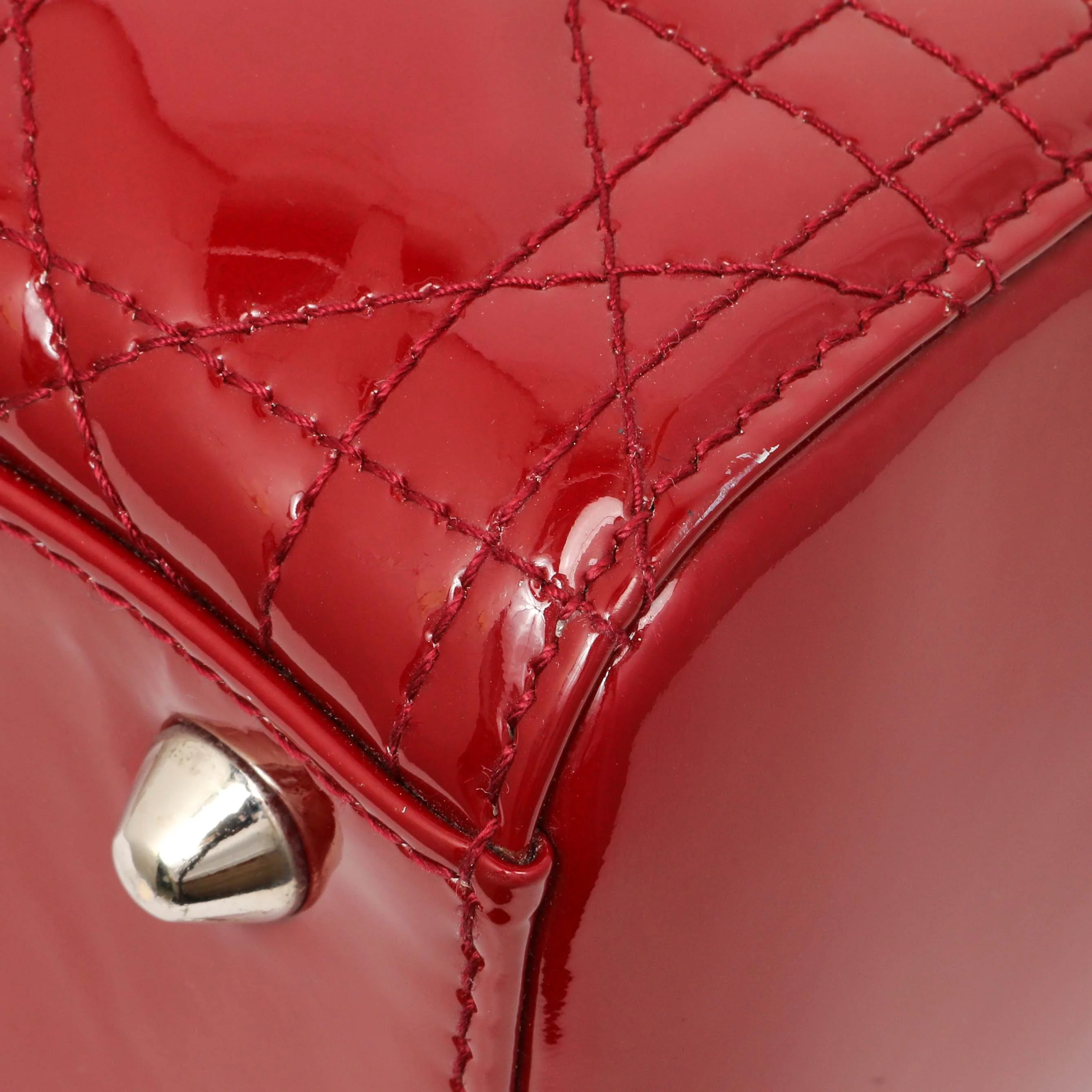Christian Dior Red Patent Cannage Large Lady Dior - Image 7