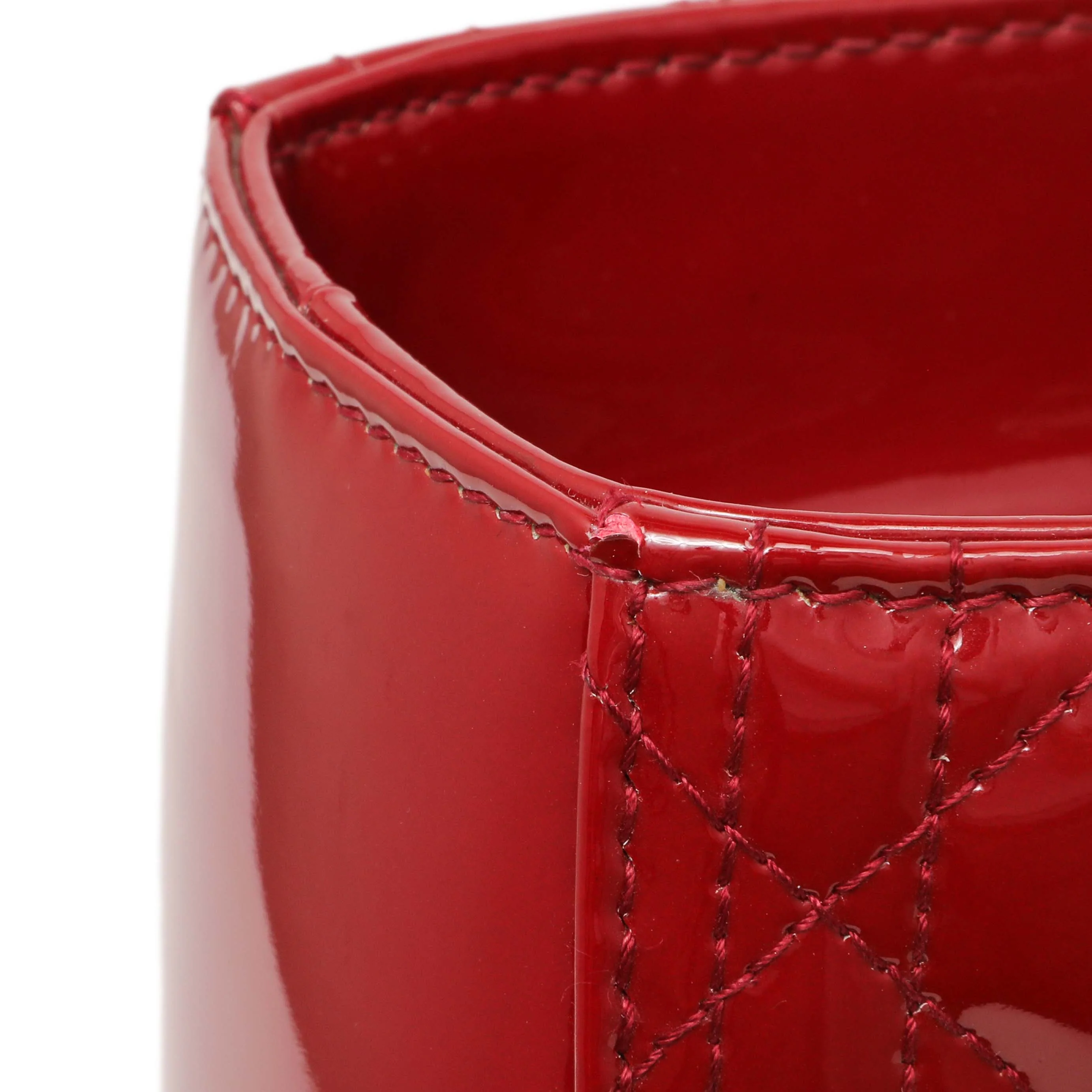 Christian Dior Red Patent Cannage Large Lady Dior - Image 8