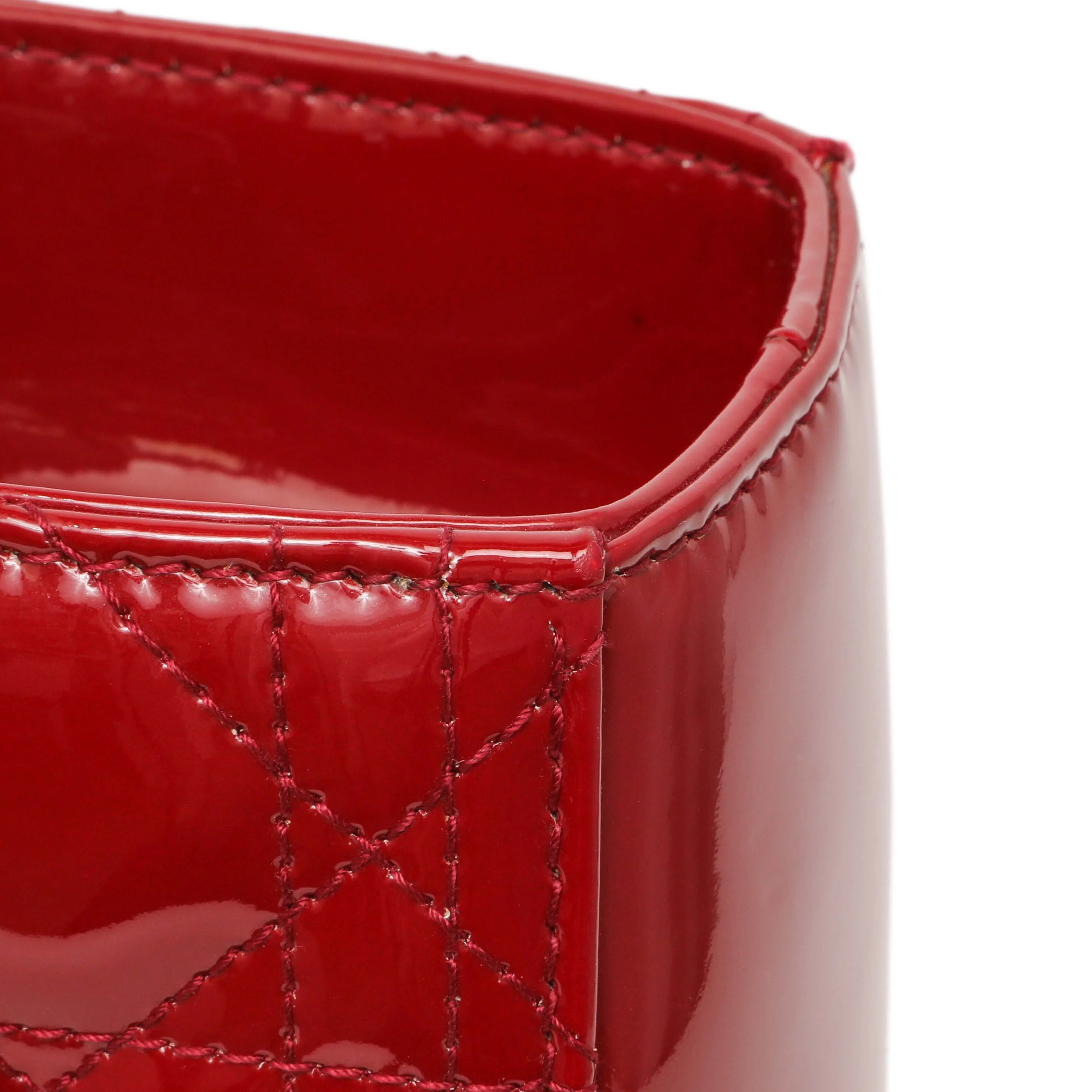 Christian Dior Red Patent Cannage Large Lady Dior - Image 9