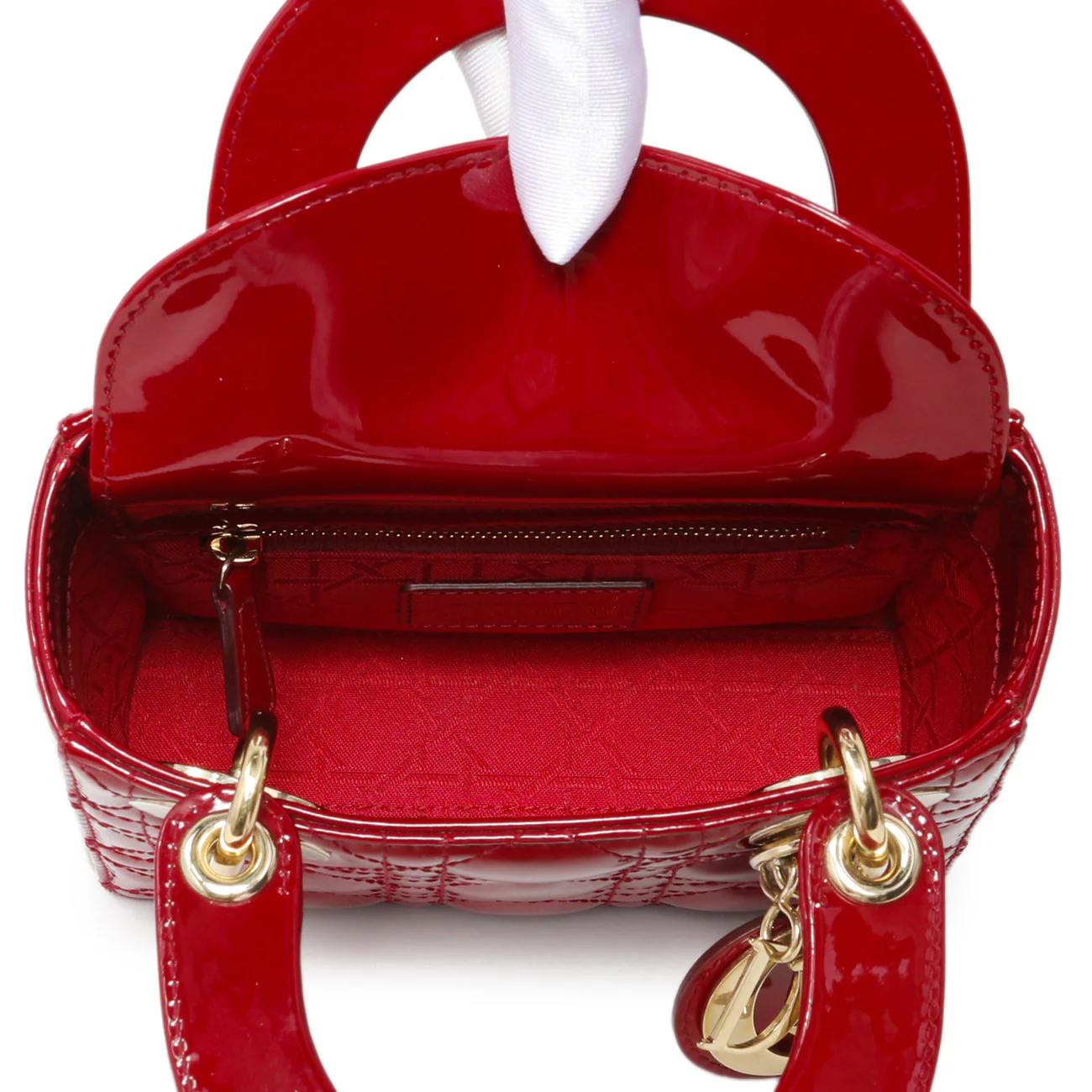 Christian Dior Red Patent Cannage Mini Lady Dior - Image 8