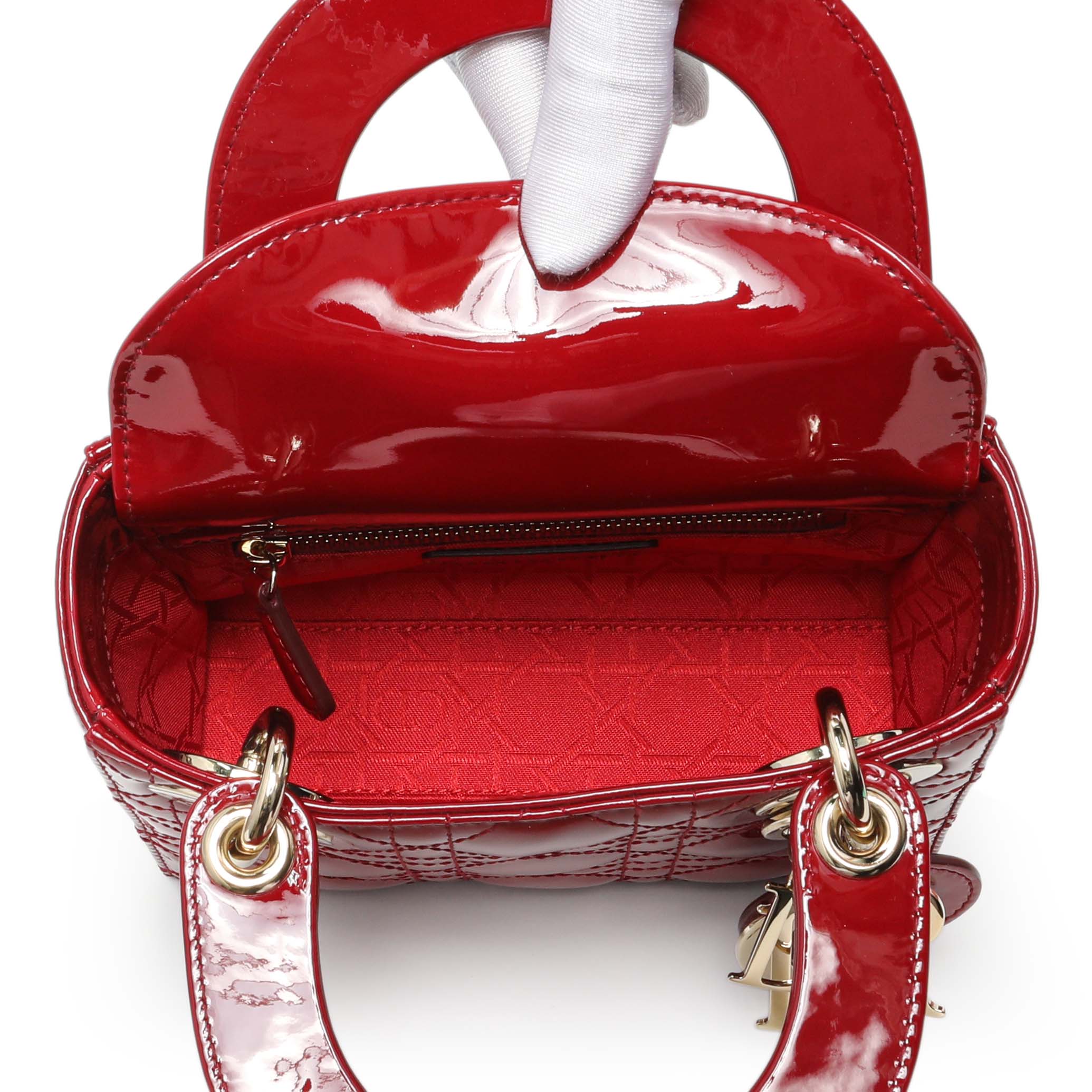 Christian Dior Red Patent Cannage Mini Lady Dior - Image 4