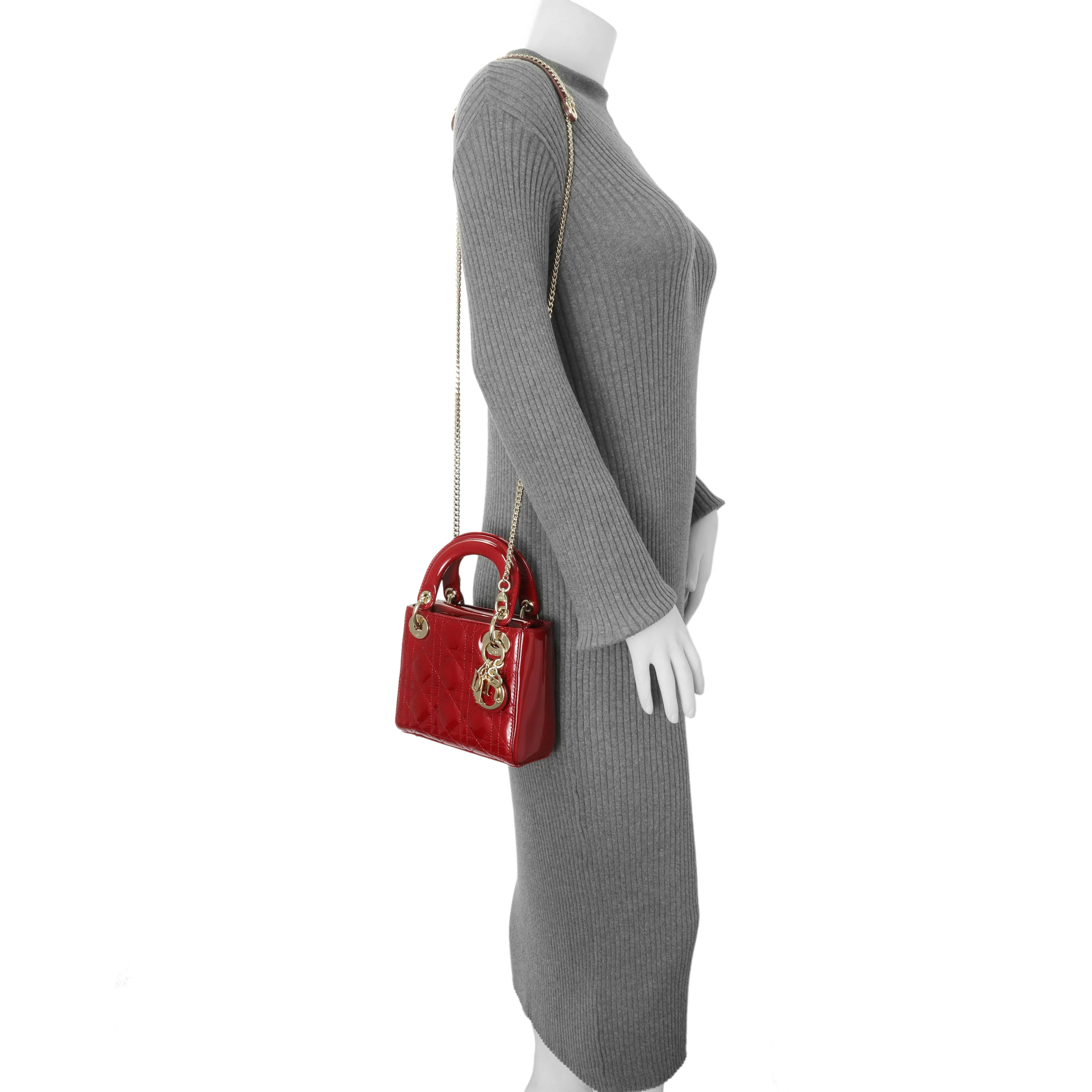 Christian Dior Red Patent Cannage Mini Lady Dior - Image 7