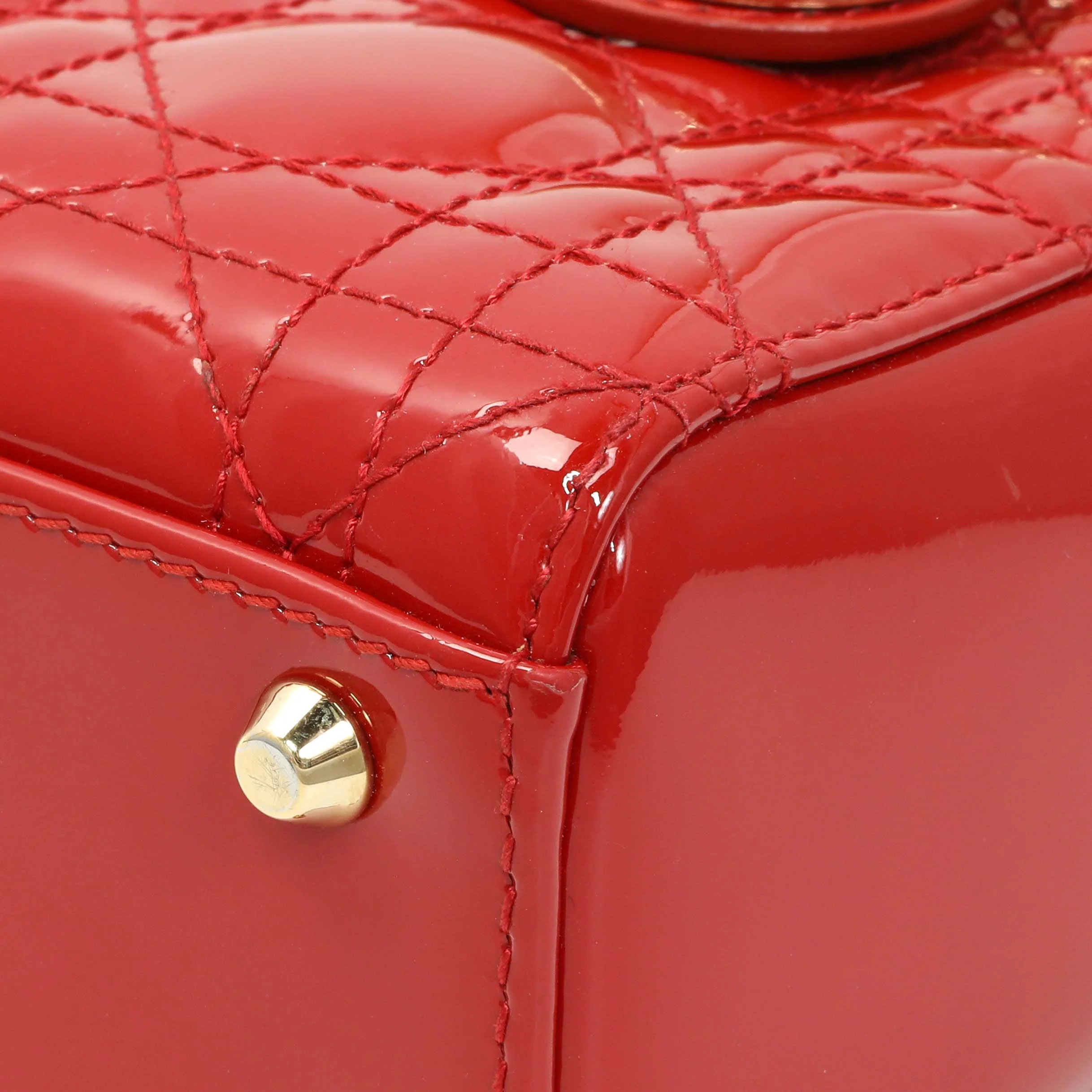 Christian Dior Red Patent Cannage Mini Lady Dior - Image 5