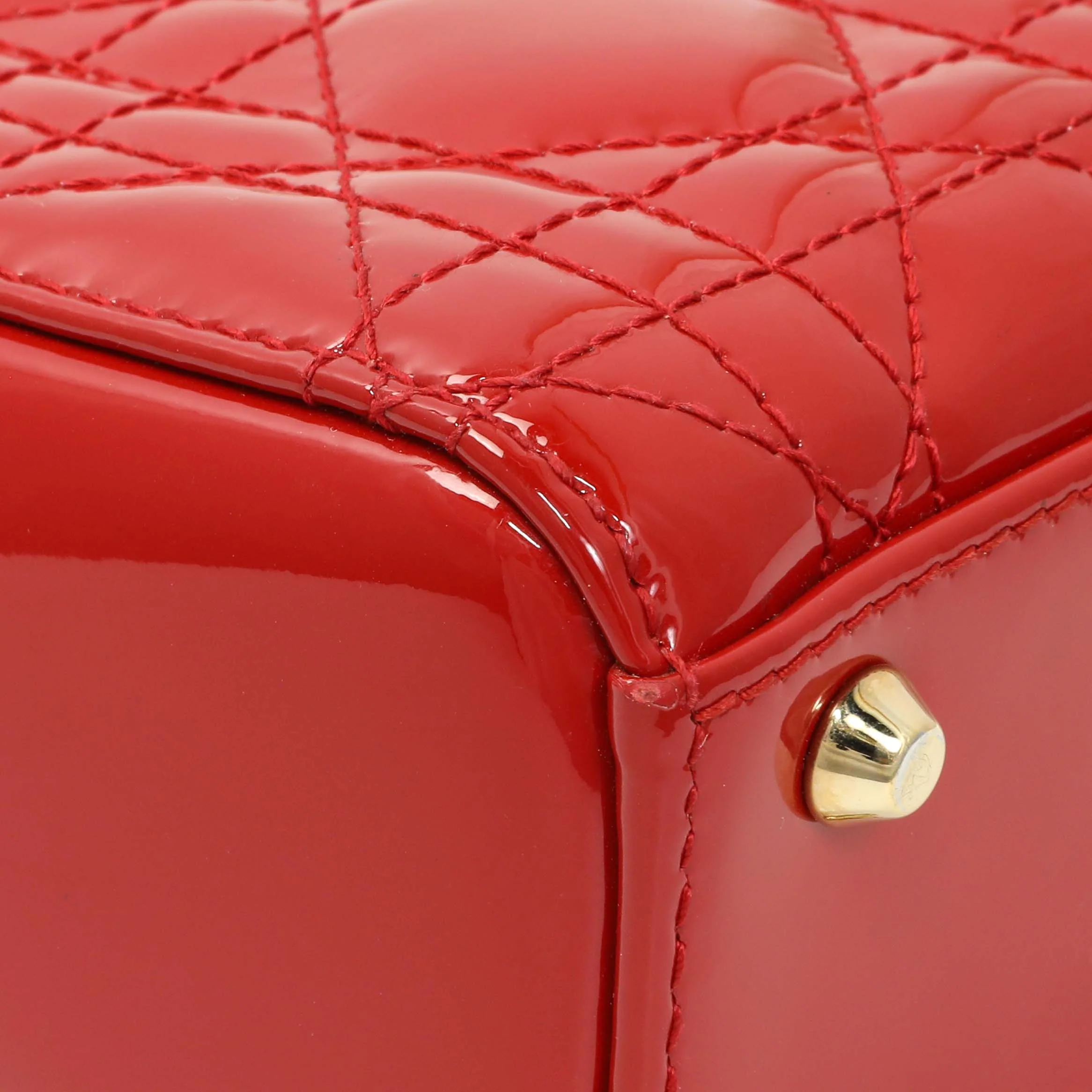 Christian Dior Red Patent Cannage Mini Lady Dior - Image 6