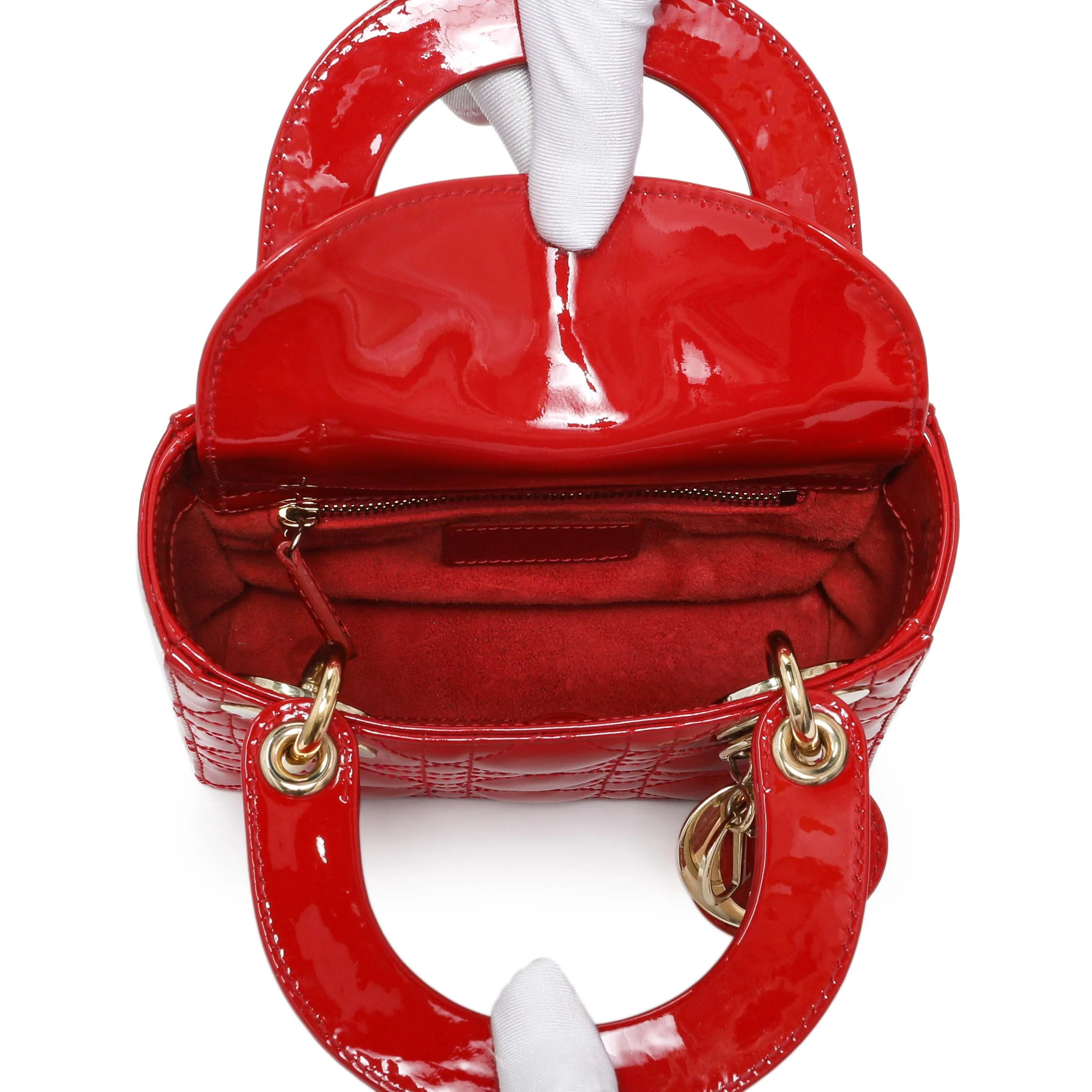 Christian Dior Red Patent Cannage Mini Lady Dior - Image 8