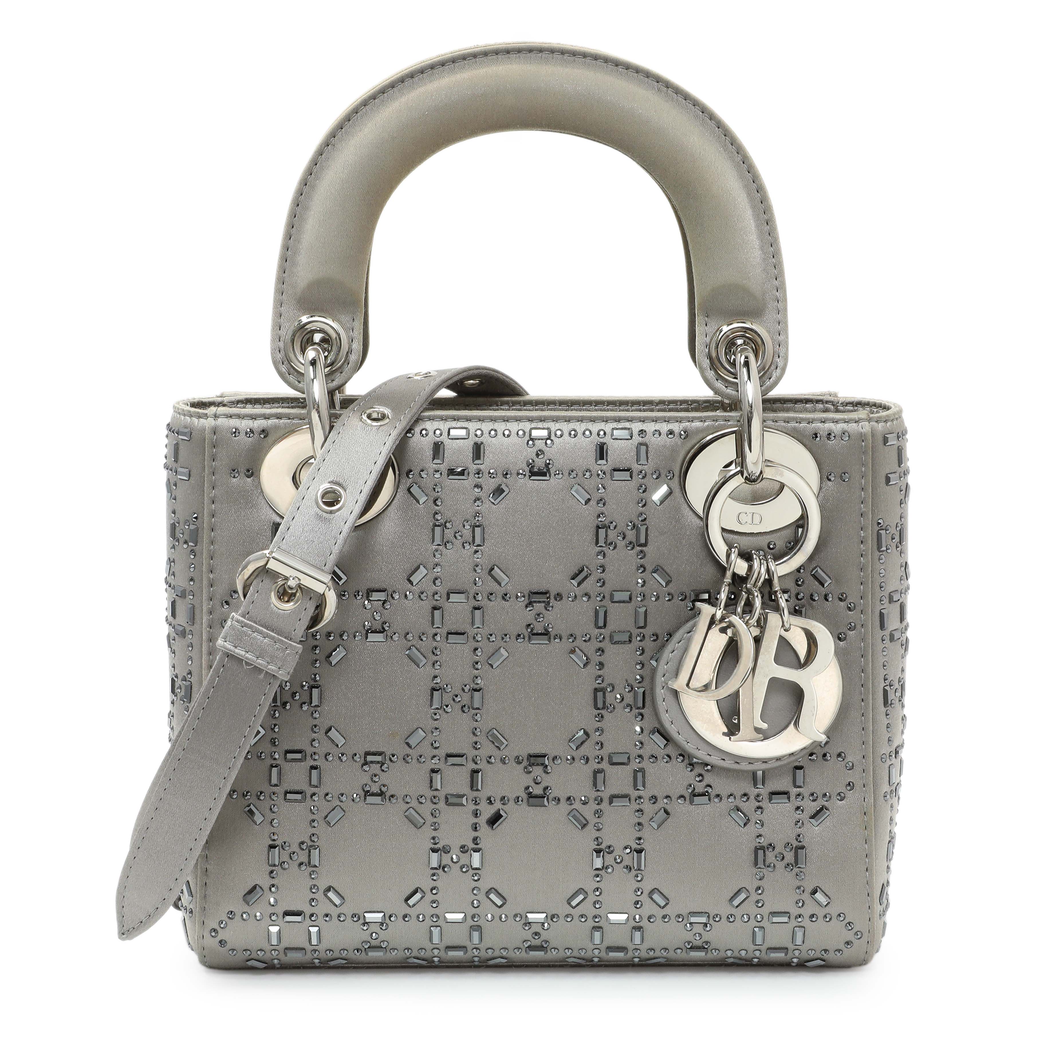 Christian Dior Satin Crystal Cannage Mini Lady Dior