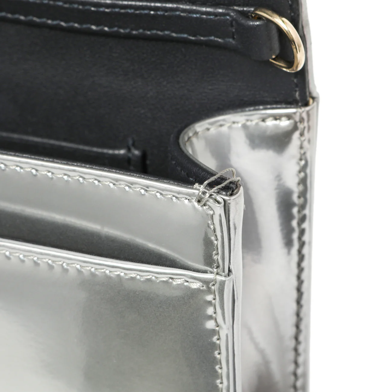 Christian Dior Silver Patent Micro-Cannage Diorama Wallet on Chain - Image 6