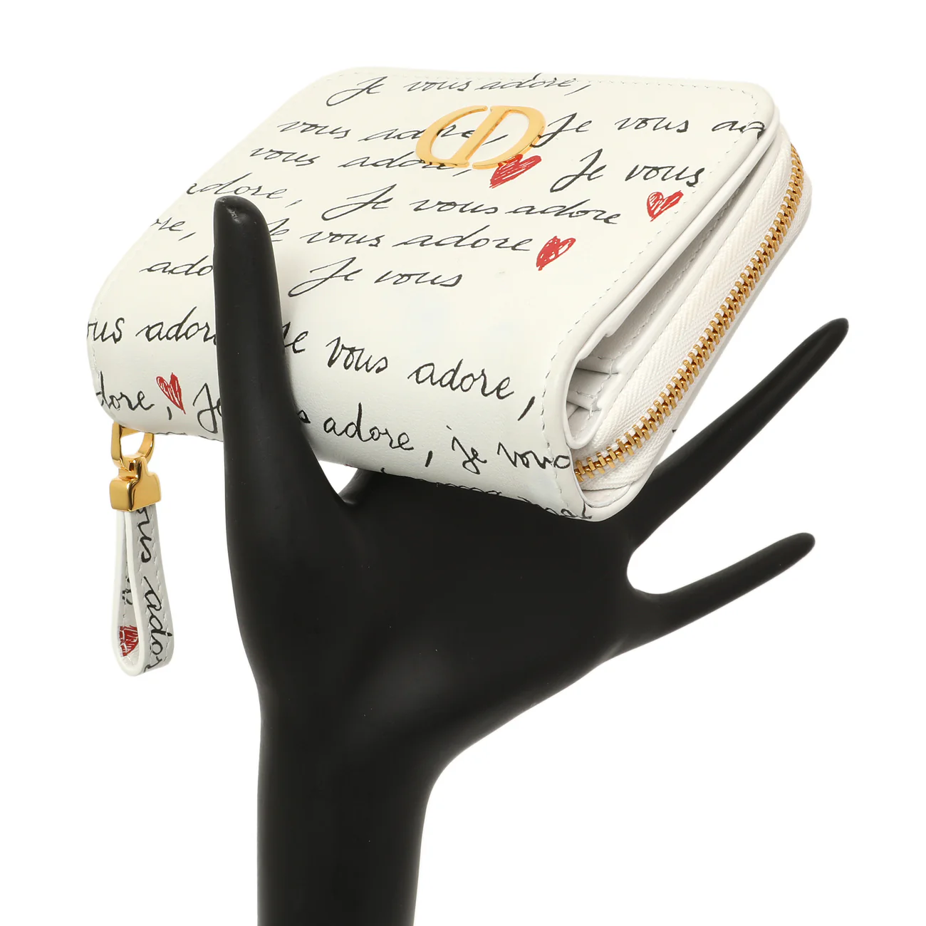 Christian Dior White Calfskin Dioramour Je Vous Adore Caro Scarlet Wallet - Image 7