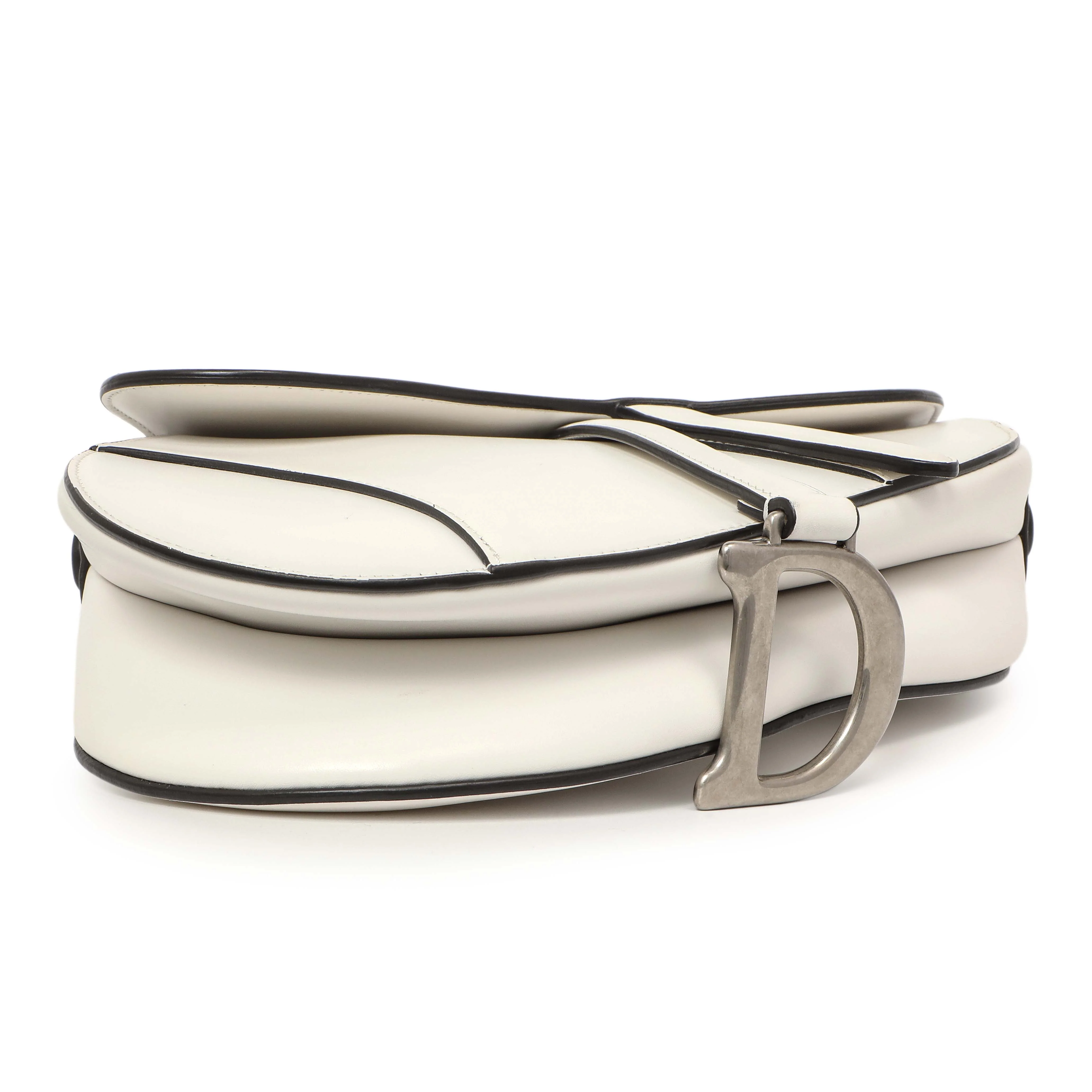 Christian Dior White Calfskin Saddle Bag - Image 3