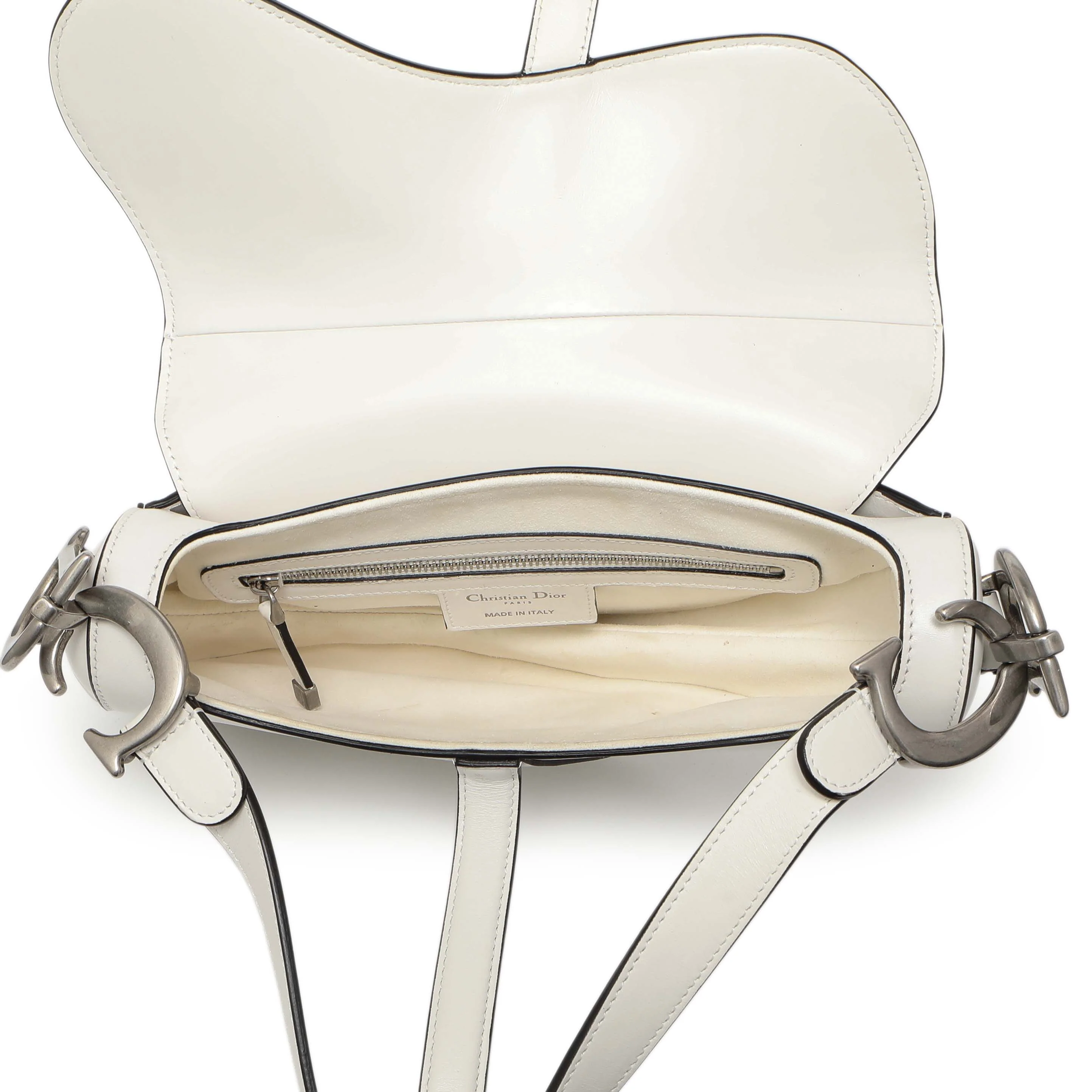 Christian Dior White Calfskin Saddle Bag - Image 4