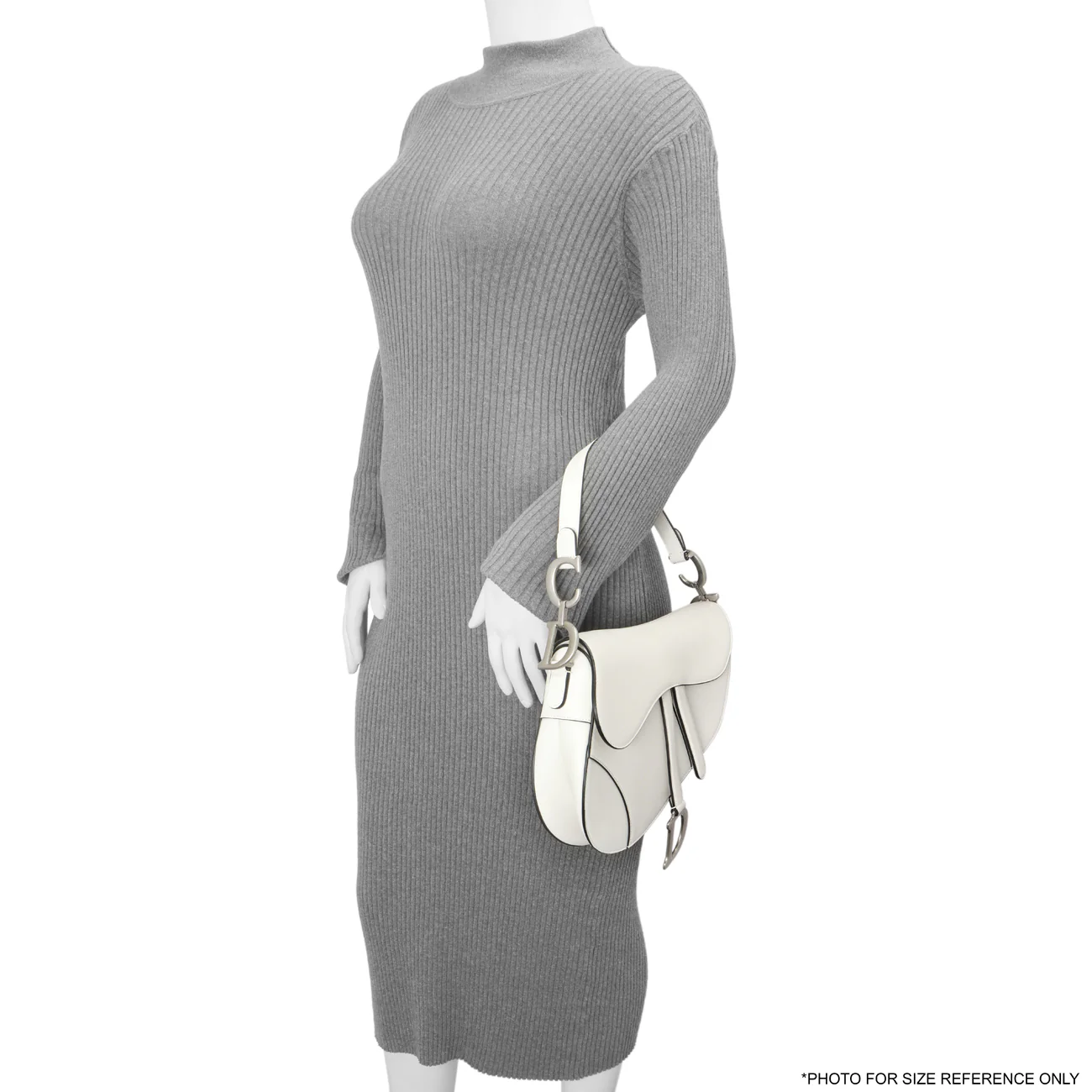 Christian Dior White Calfskin Saddle Bag - Image 8
