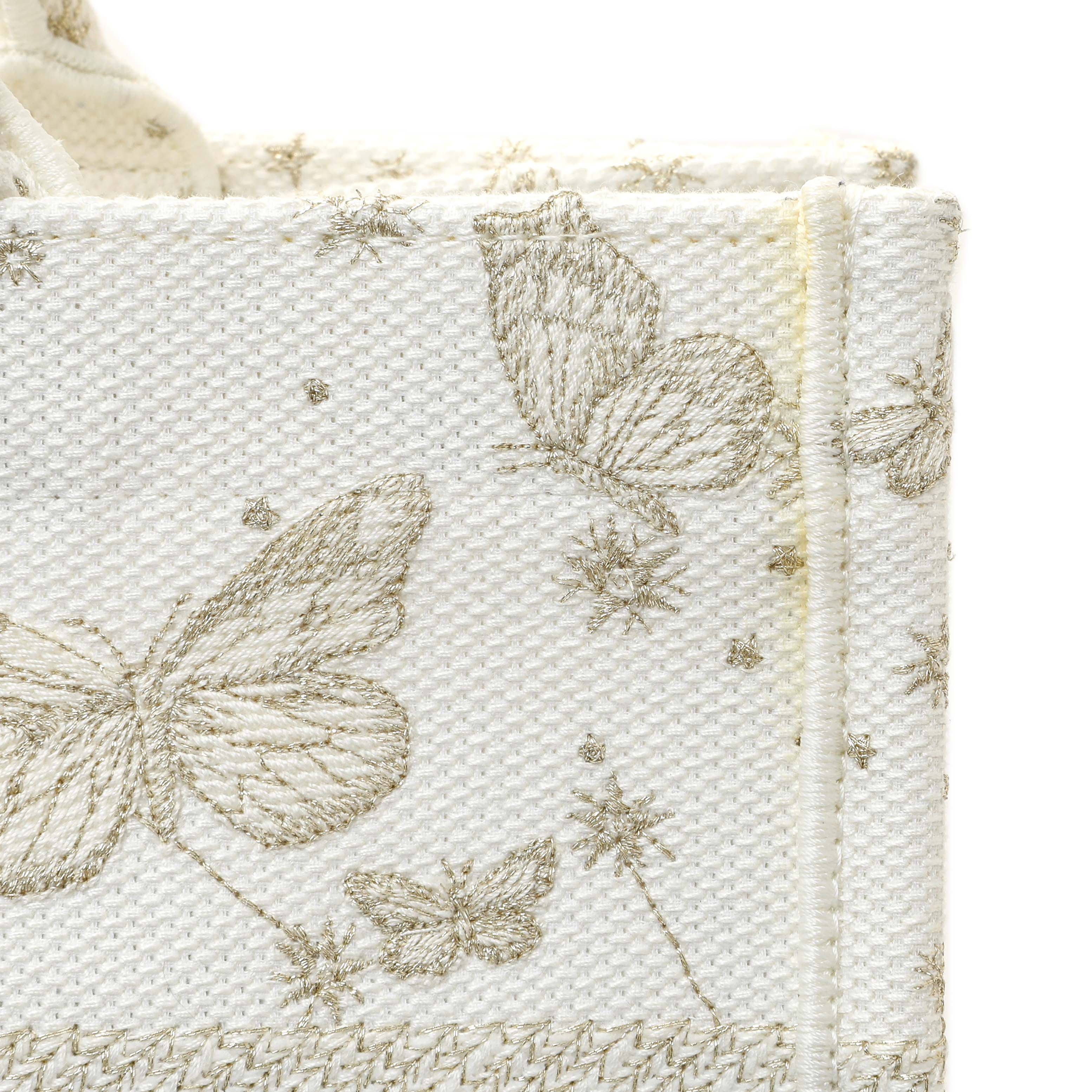 Christian Dior White Gold Canvas Embroidered Medium Zodiac Print Book Tote - Image 11