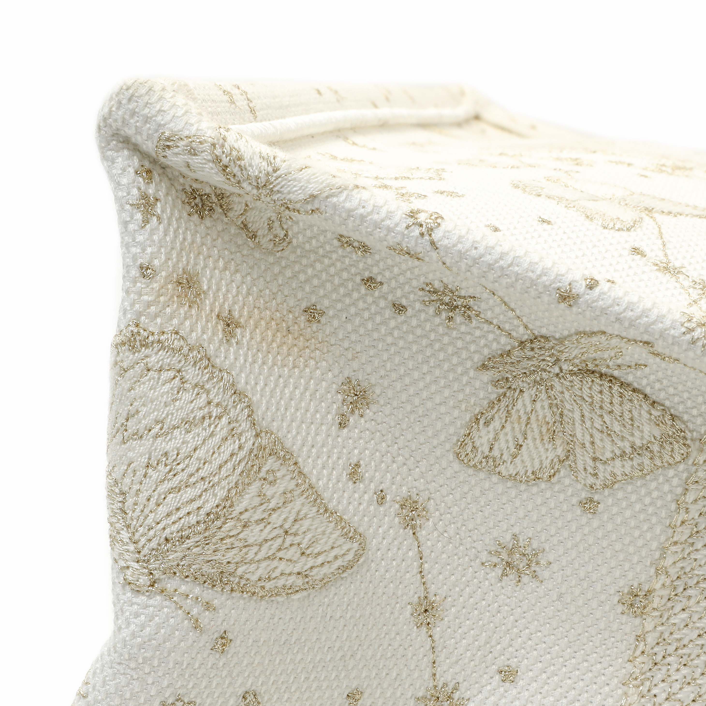 Christian Dior White Gold Canvas Embroidered Medium Zodiac Print Book Tote - Image 12
