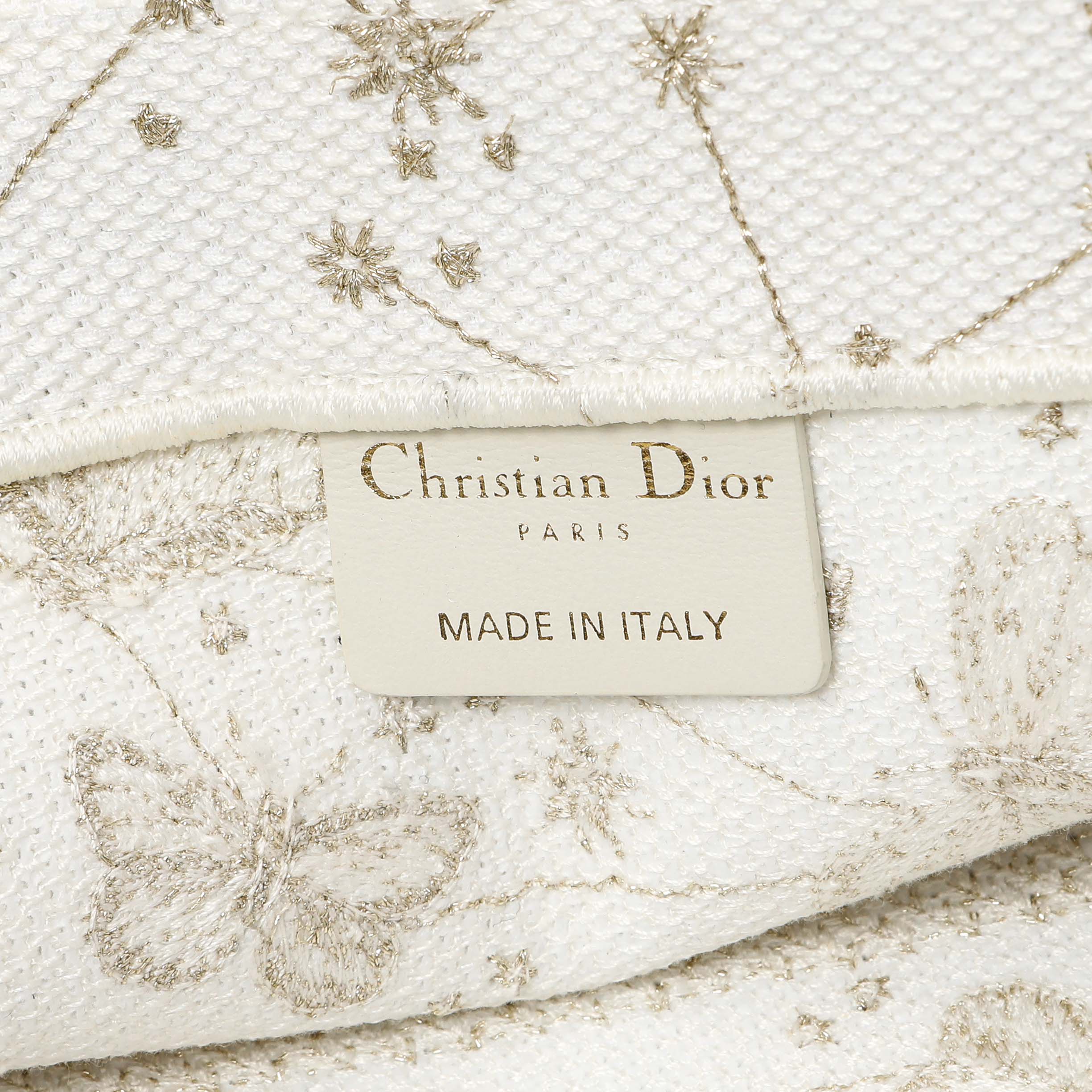 Christian Dior White Gold Canvas Embroidered Medium Zodiac Print Book Tote - Image 9