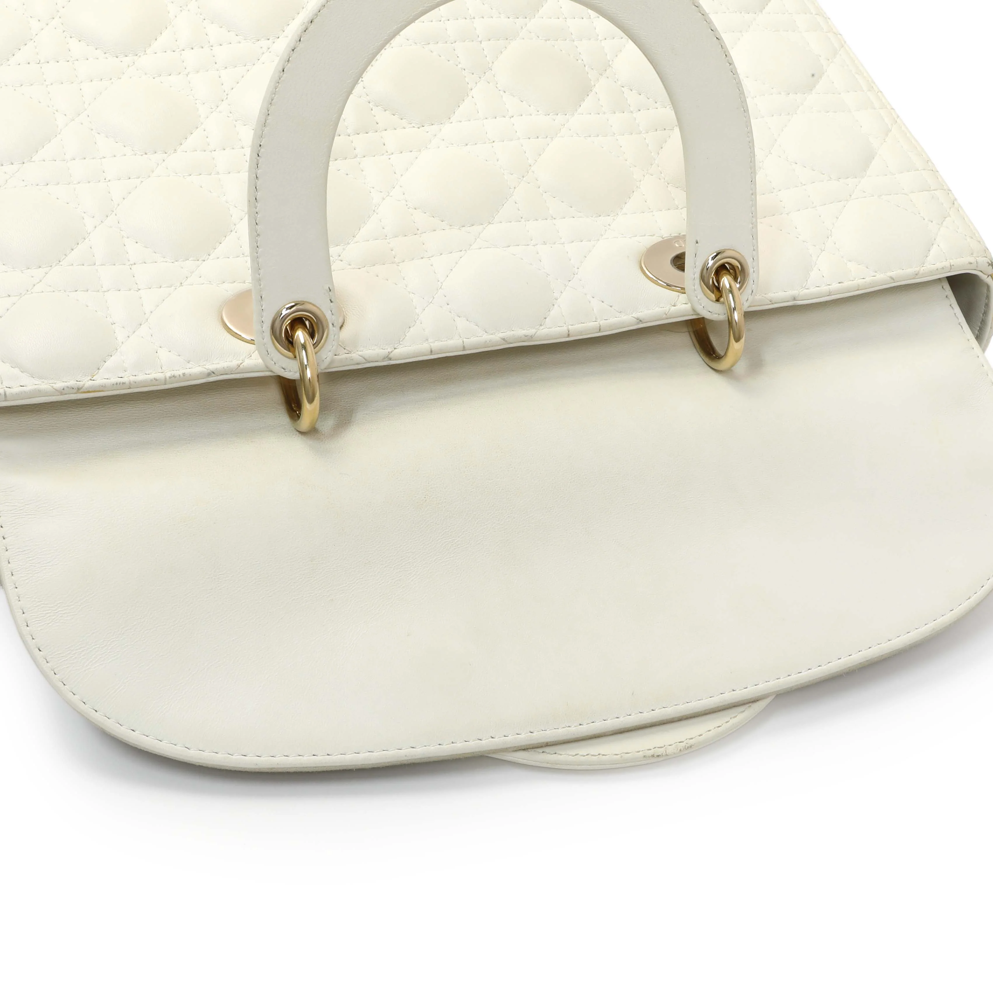 Christian Dior White Lambskin Cannage Large Lady Dior - Image 15