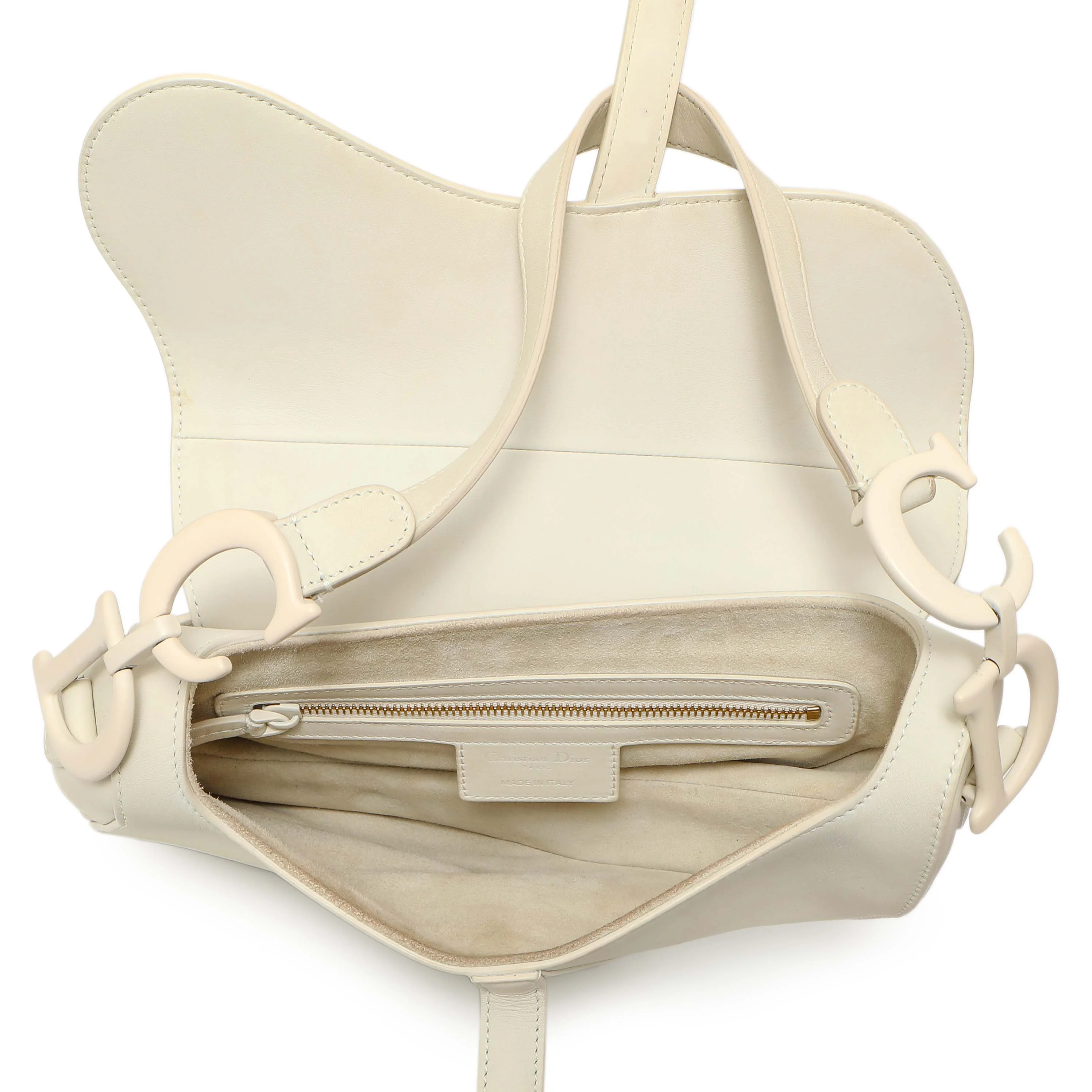 Christian Dior White Ultra Matte Calfskin Saddle Bag - Image 4