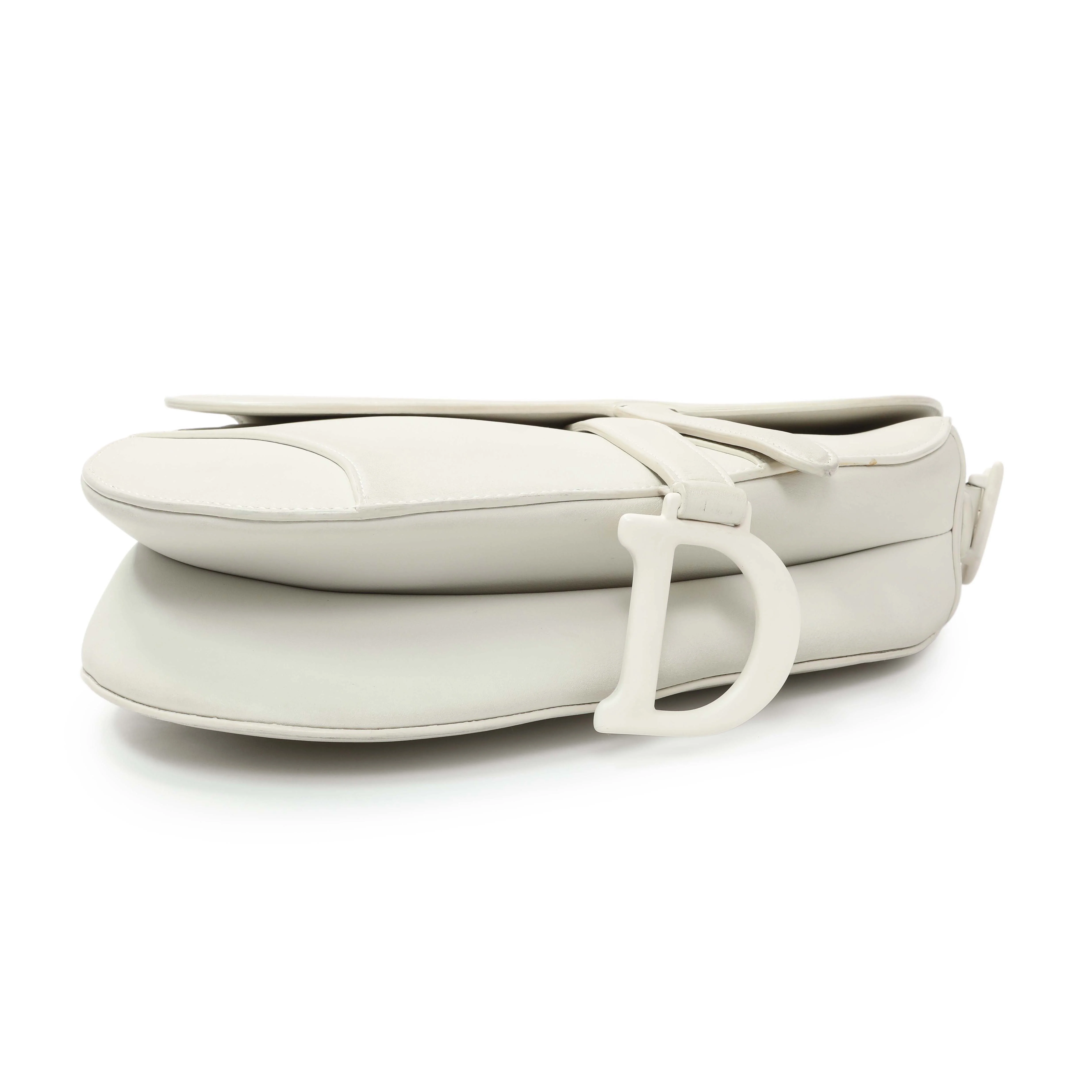 Christian Dior White Ultra Matte Calfskin Saddle Bag - Image 3