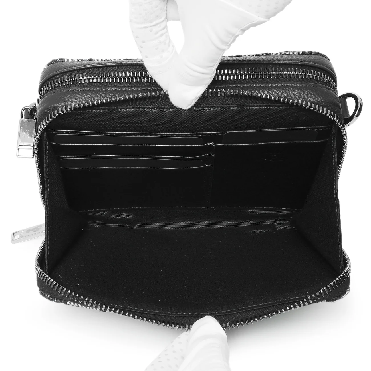 Christian Dior X Kenny Scharf Oblique Embroidered Patches Double Zip Crossbody Pouch - Image 4