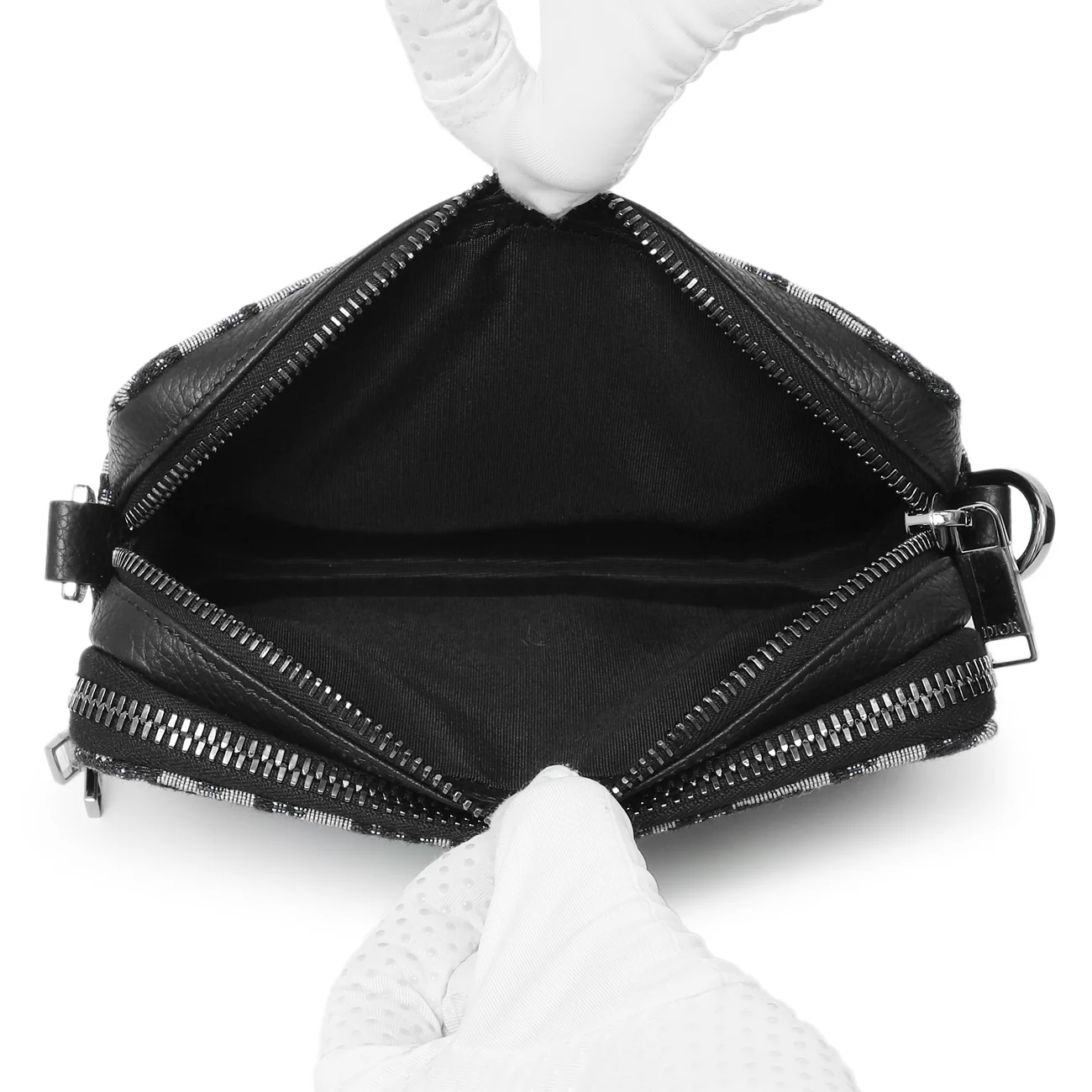 Christian Dior X Kenny Scharf Oblique Embroidered Patches Double Zip Crossbody Pouch - Image 5
