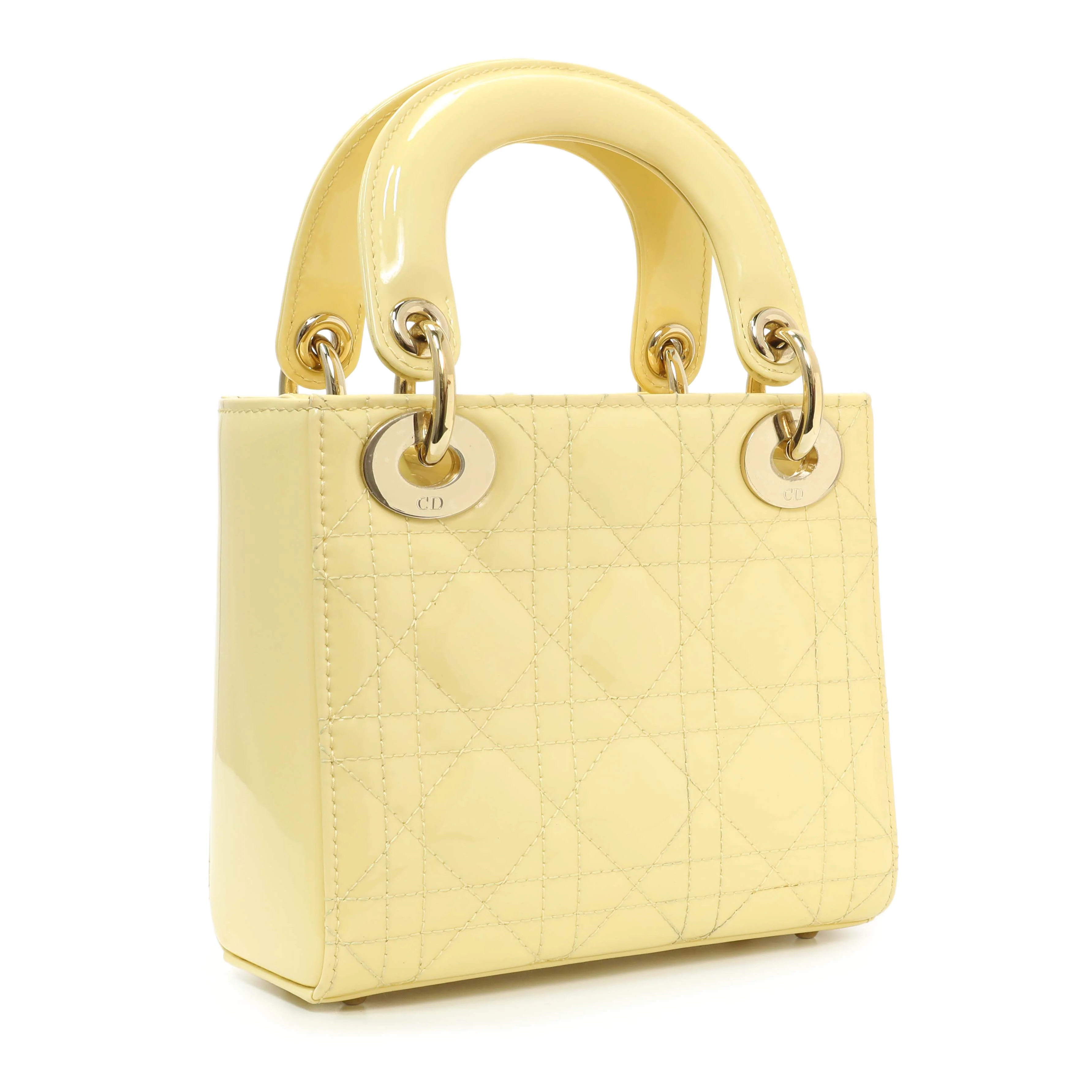 Christian Dior Yellow Patent Cannage Mini Lady Dior - Image 2