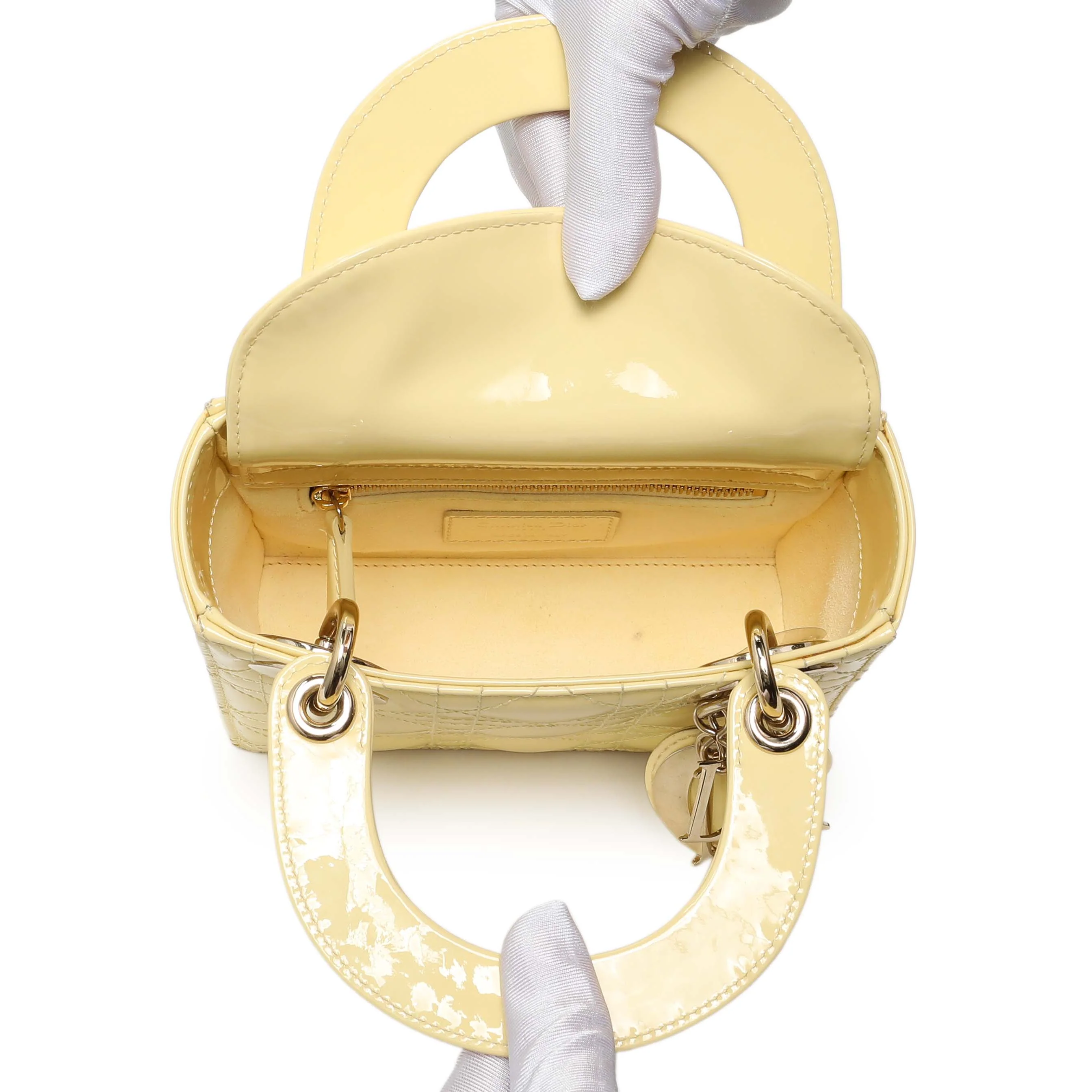 Christian Dior Yellow Patent Cannage Mini Lady Dior - Image 8