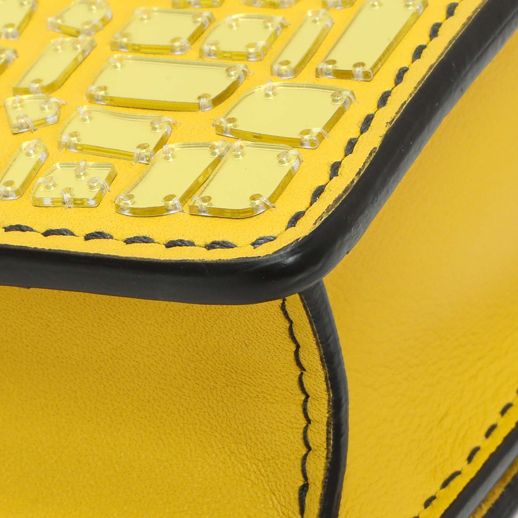 Christian Dior Yellow Suede Mosaic of Mirrors Mini J'Adior Chain Flap - Image 6