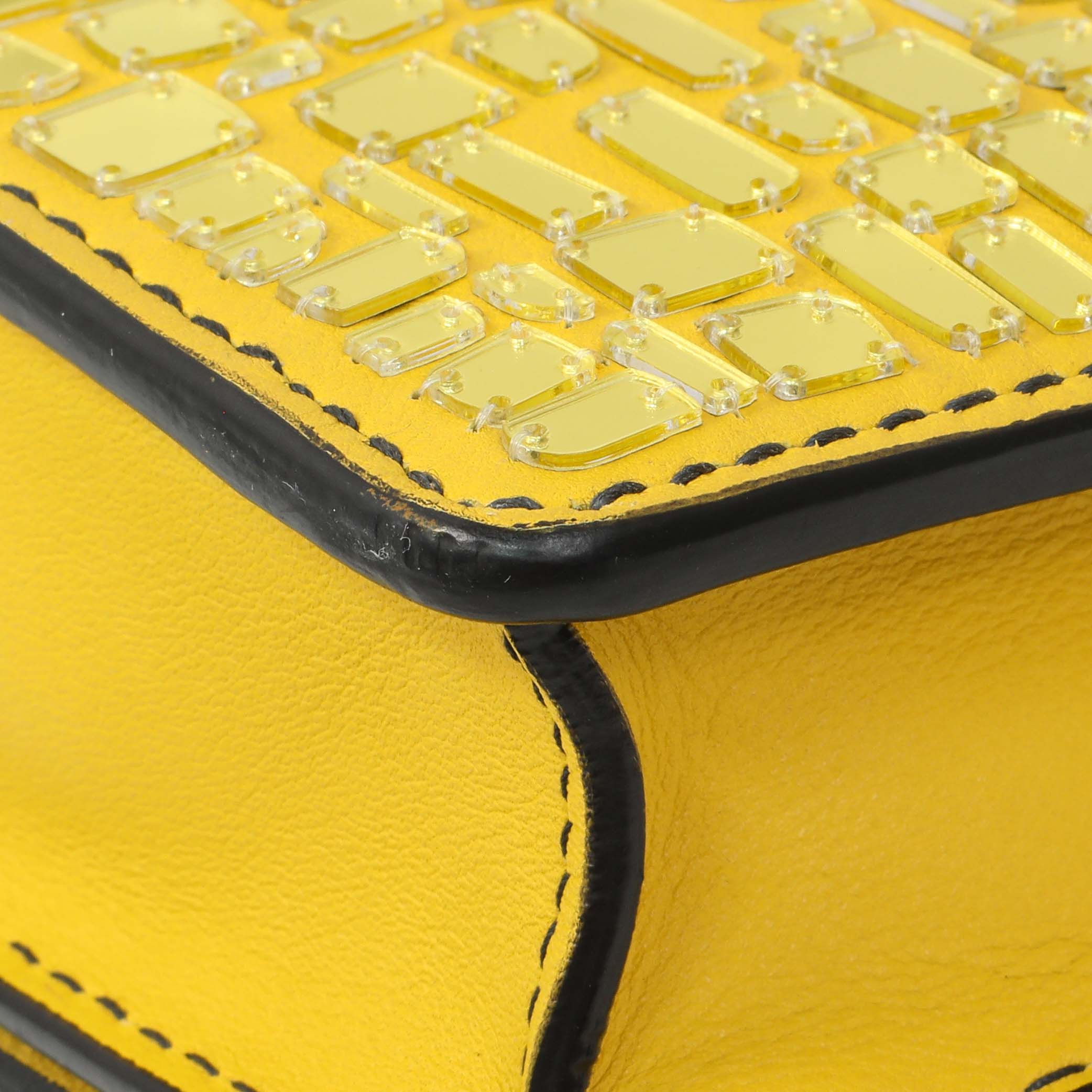 Christian Dior Yellow Suede Mosaic of Mirrors Mini J'Adior Chain Flap - Image 7