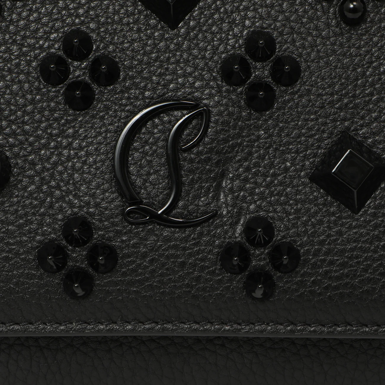 Christian Louboutin Black Calfskin Spikes Loubinthesky Paloma Clutch - Image 7