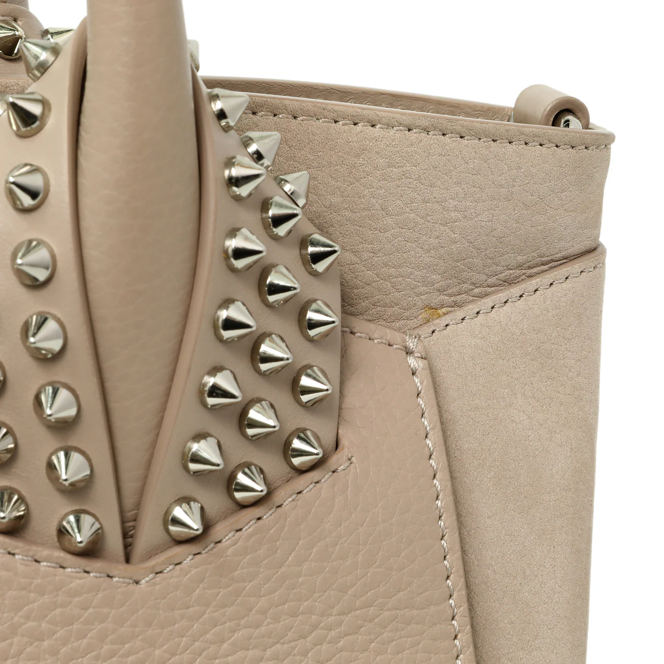 Christian Louboutin Taupe Calfskin Suede Small Eloise Tote - Image 10