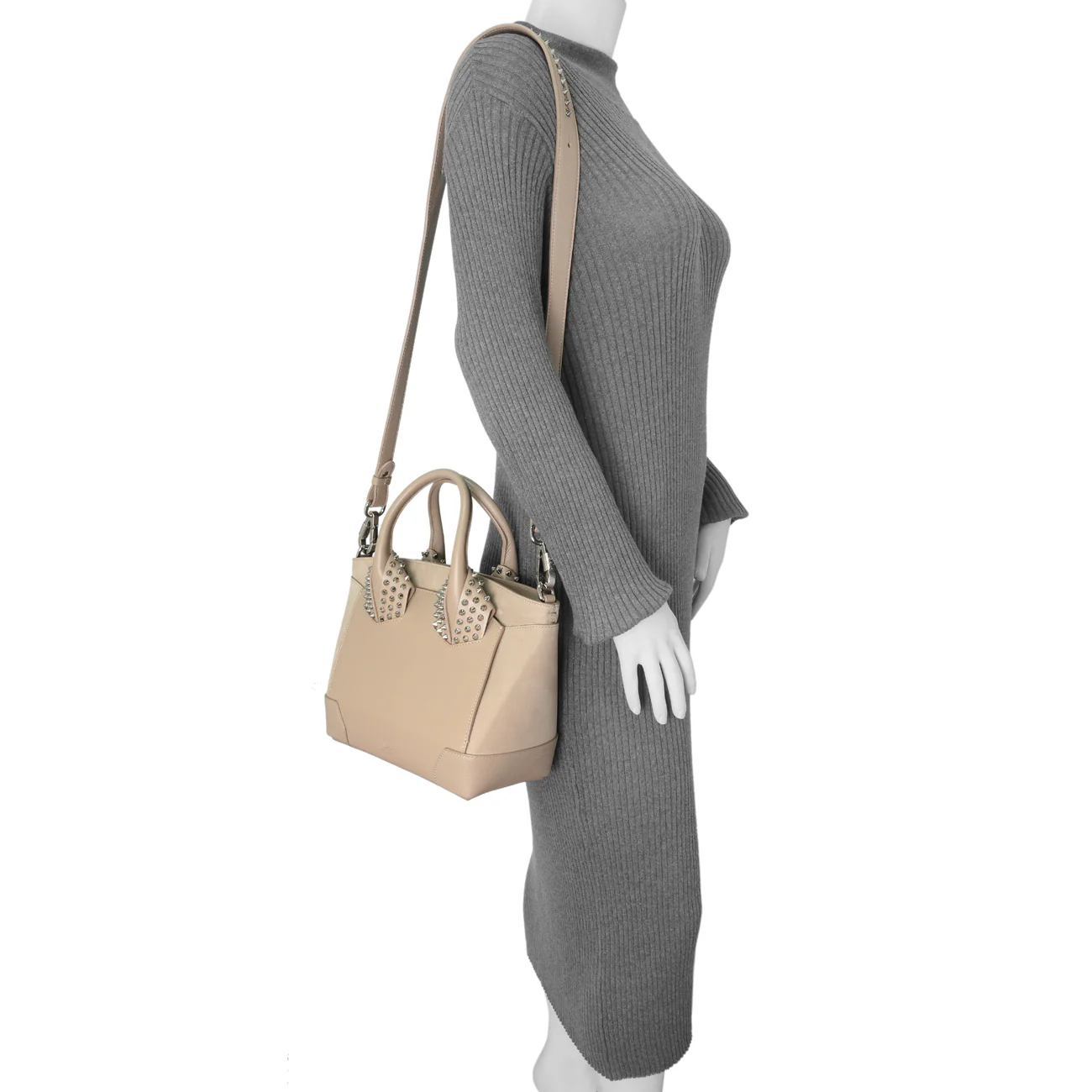 Christian Louboutin Taupe Calfskin Suede Small Eloise Tote - Image 11