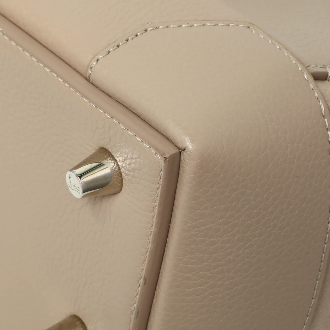 Christian Louboutin Taupe Calfskin Suede Small Eloise Tote - Image 5