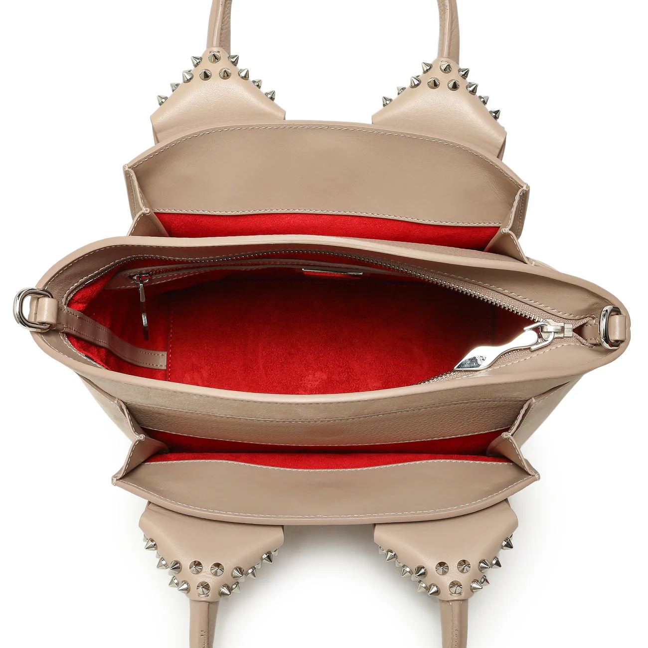 Christian Louboutin Taupe Calfskin Suede Small Eloise Tote - Image 8