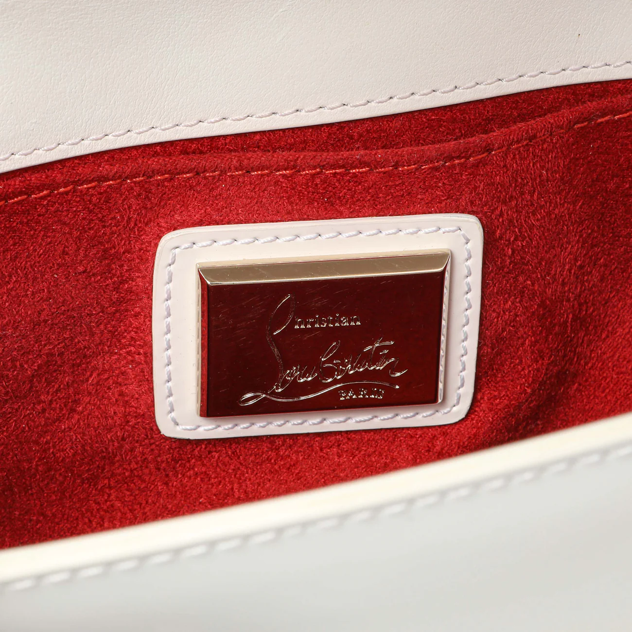 Christian Louboutin White Patent Vero Dodat Clutch - Image 10