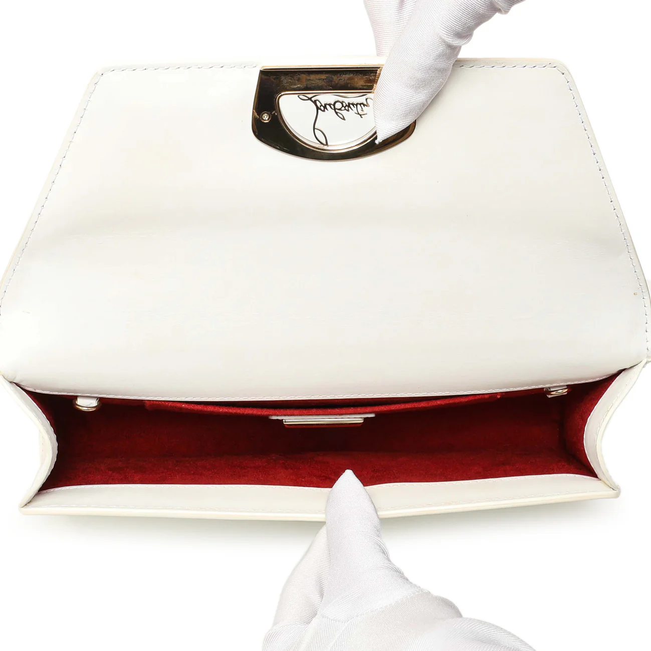 Christian Louboutin White Patent Vero Dodat Clutch - Image 9
