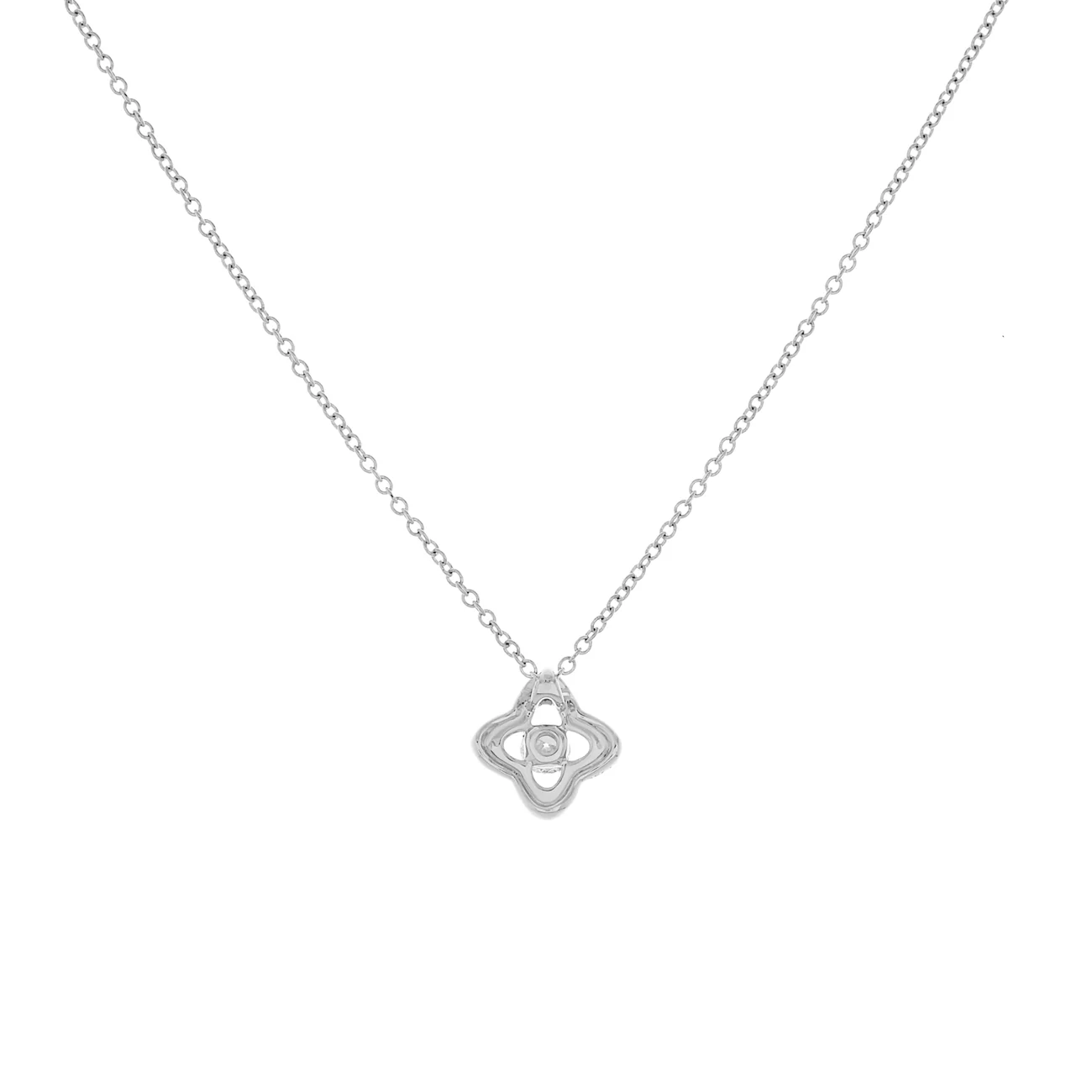 David Yurman 18K White Gold Diamond Venetian Quatrefoil Pendant Necklace - Image 2