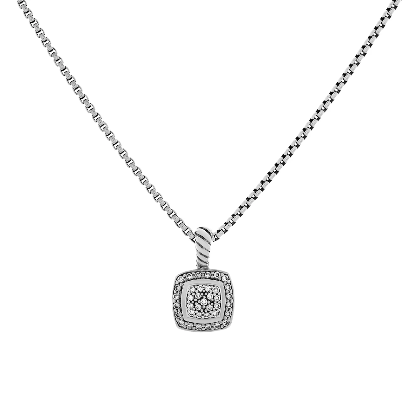 David Yurman Sterling Silver Diamond Petite Albion Pendant Necklace
