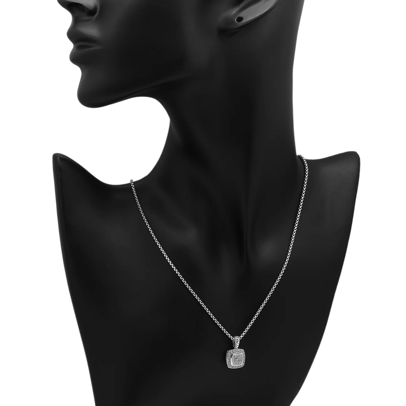 David Yurman Sterling Silver Diamond Petite Albion Pendant Necklace - Image 4