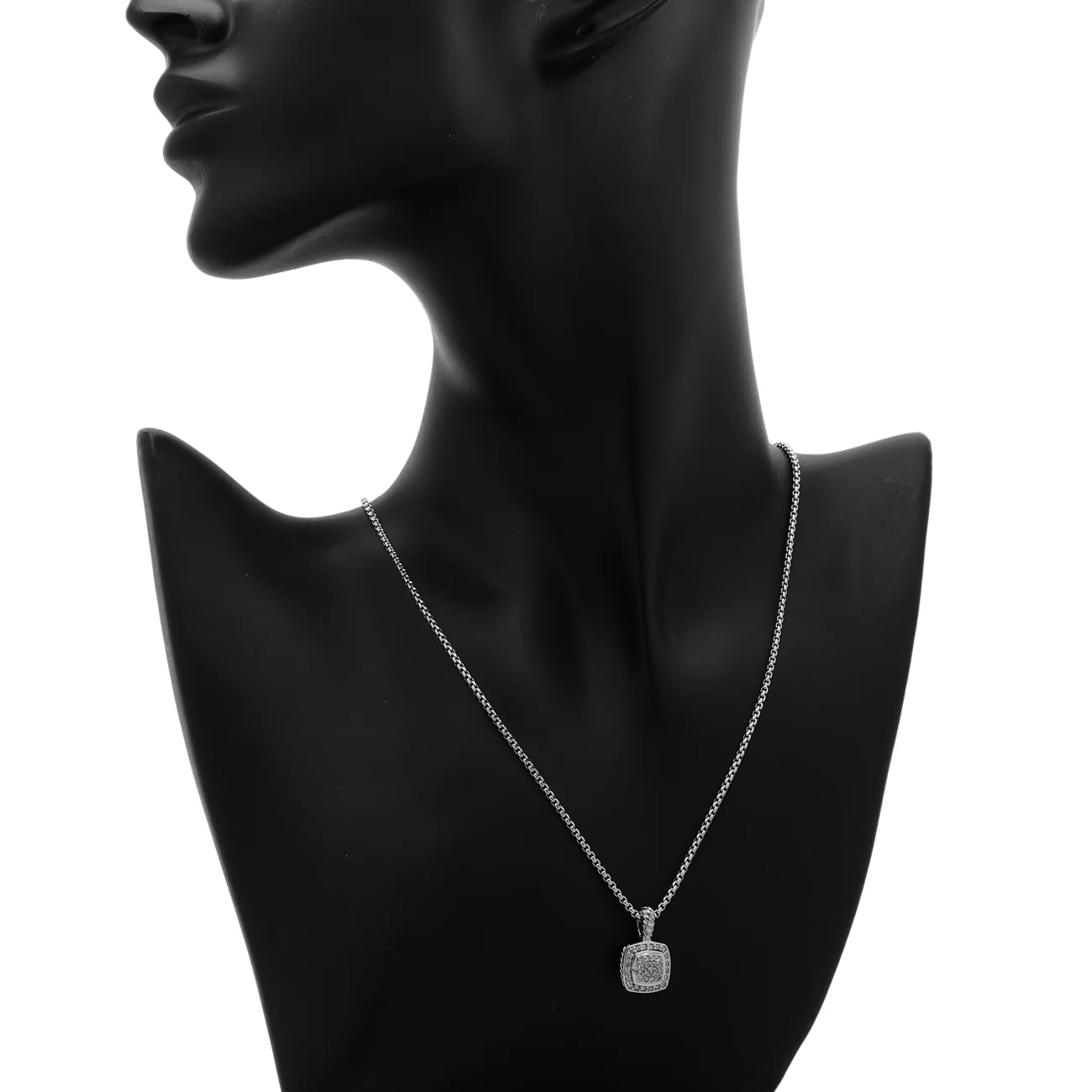 David Yurman Sterling Silver Diamond Petite Albion Pendant Necklace - Image 4