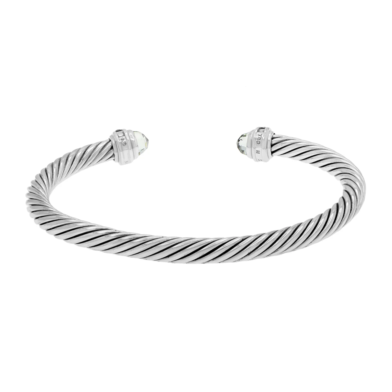 David Yurman Sterling Silver Diamond Prasiolite Cable Classics 5mm Bracelet - Image 2