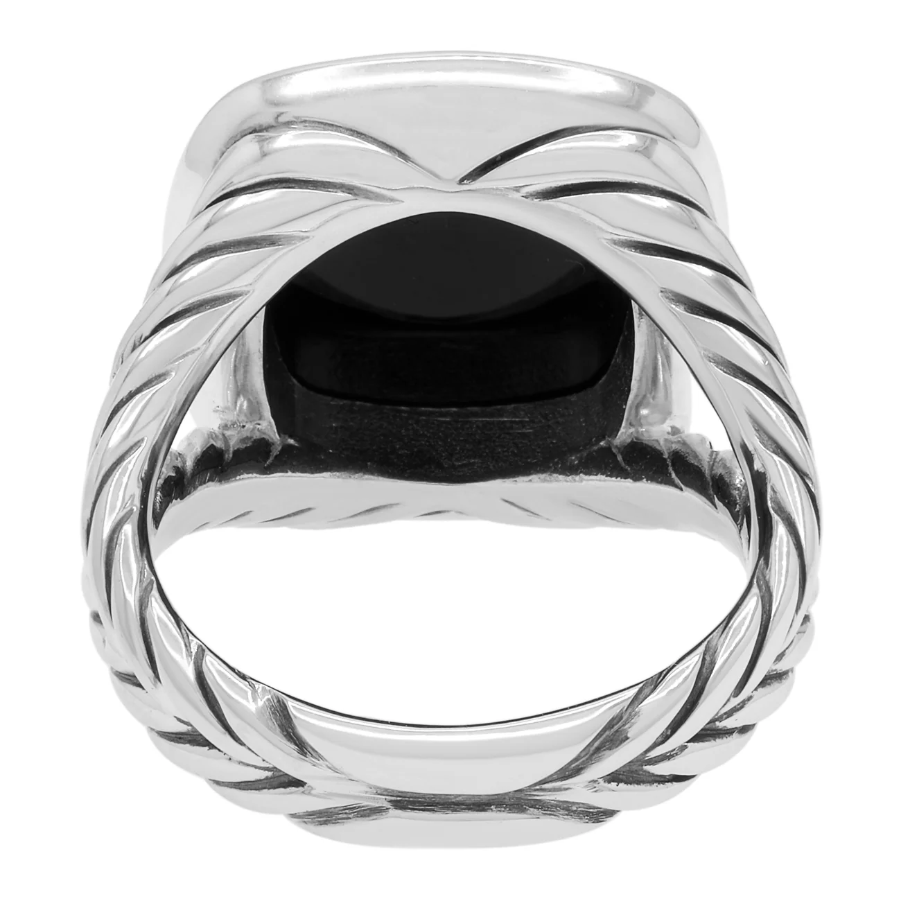 David Yurman Sterling Silver Onyx Diamond 14mm Albion Ring - Image 3