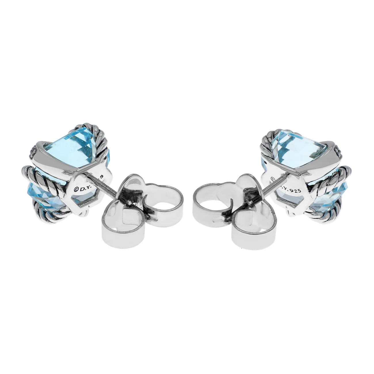 David Yurman Sterling Silver Topaz Cable Wrap Stud Earrings - Image 2