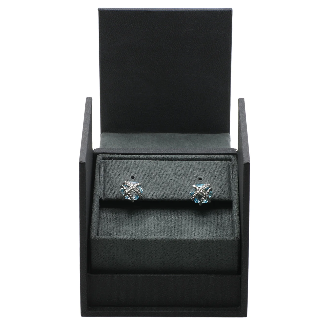 David Yurman Sterling Silver Topaz Cable Wrap Stud Earrings - Image 4