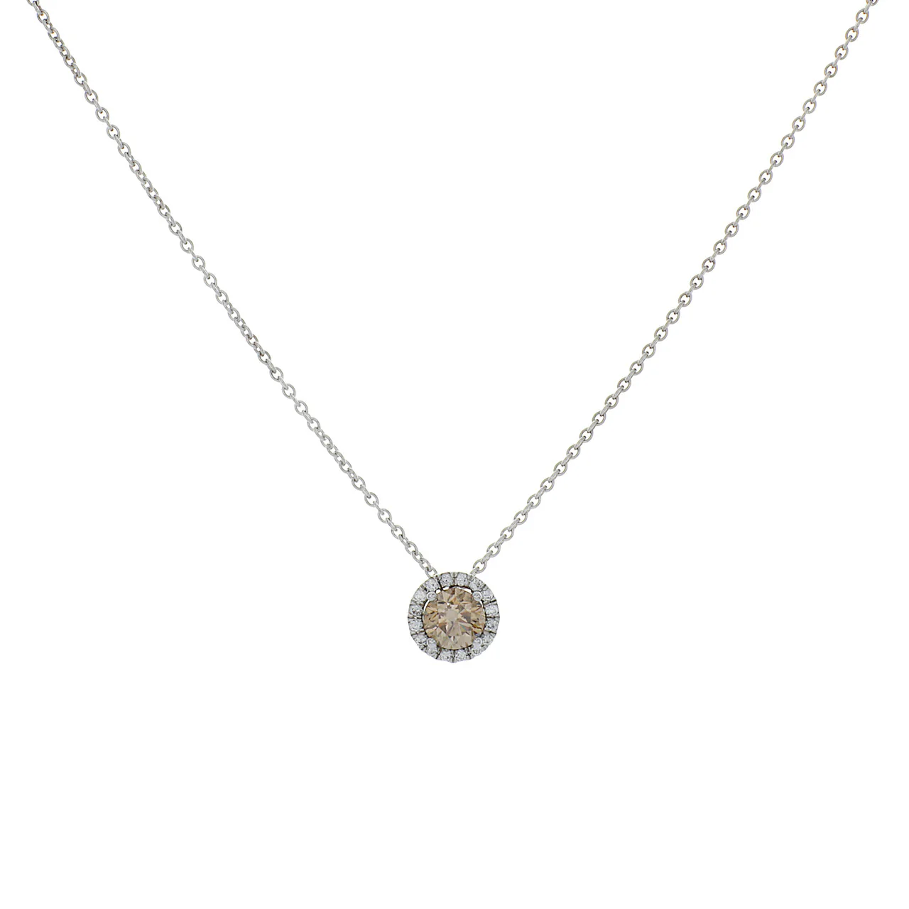 De Beers 18K White Gold Aura Fancy Brown Diamond Pendant Necklace