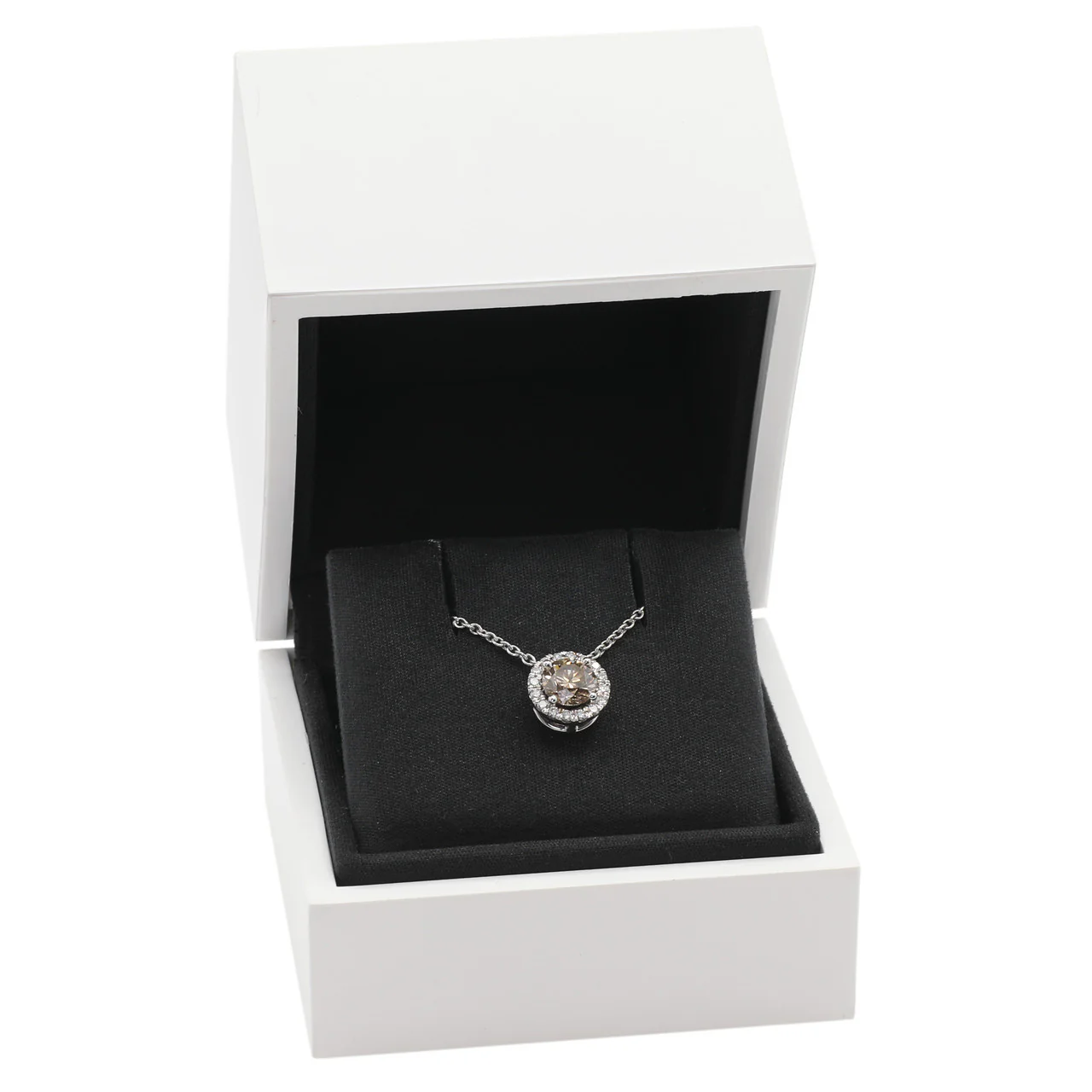 De Beers 18K White Gold Aura Fancy Brown Diamond Pendant Necklace - Image 5