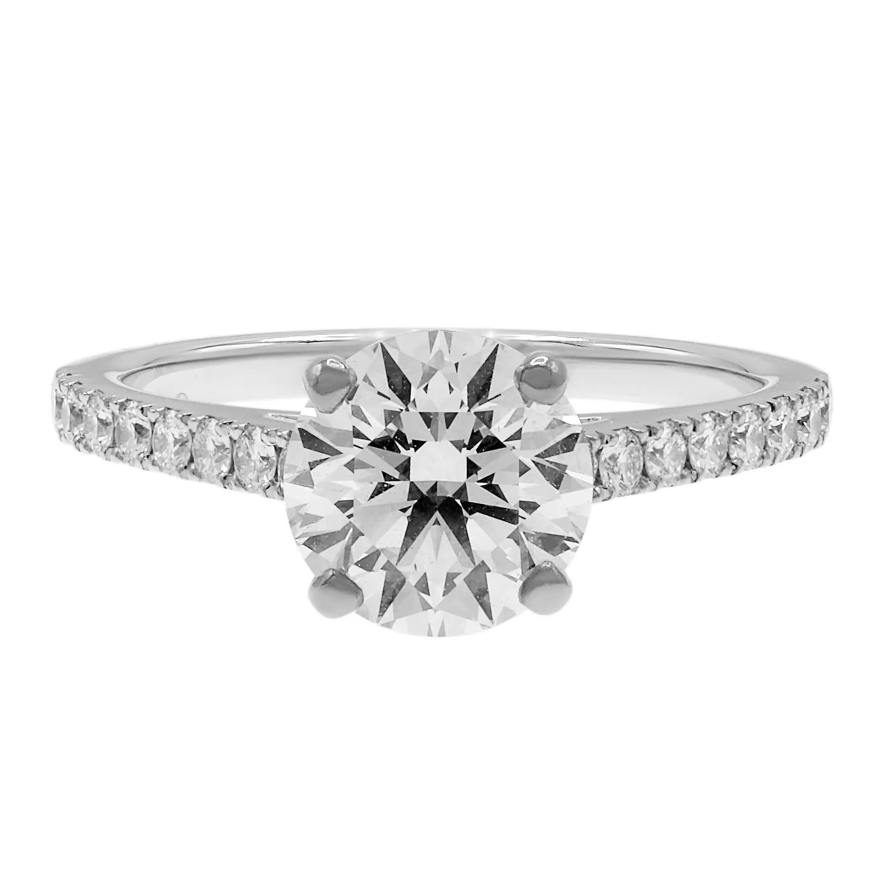 De Beers 1.50ct Platinum Classic Pave Round Brilliant Diamond Ring