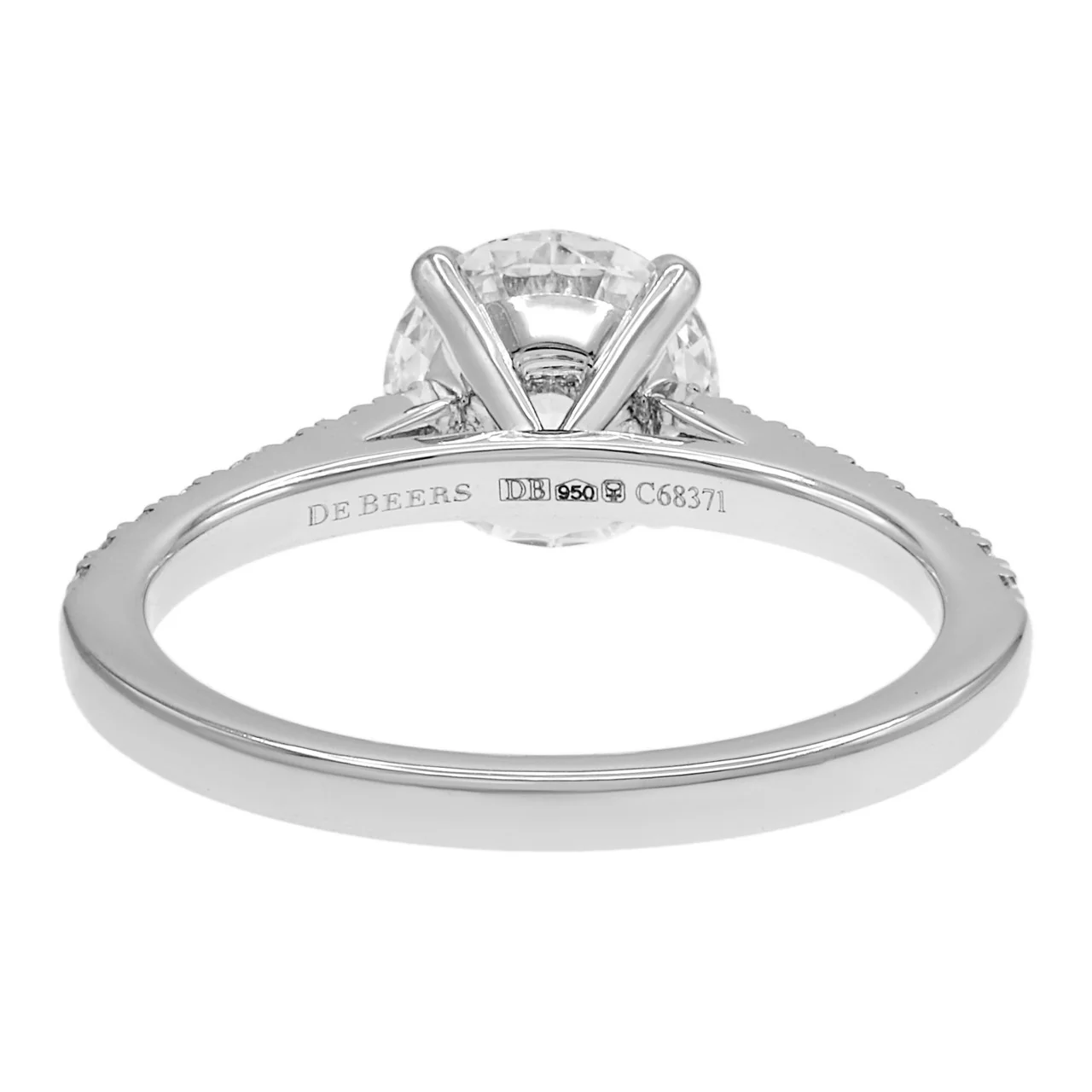 De Beers 1.50ct Platinum Classic Pave Round Brilliant Diamond Ring - Image 3